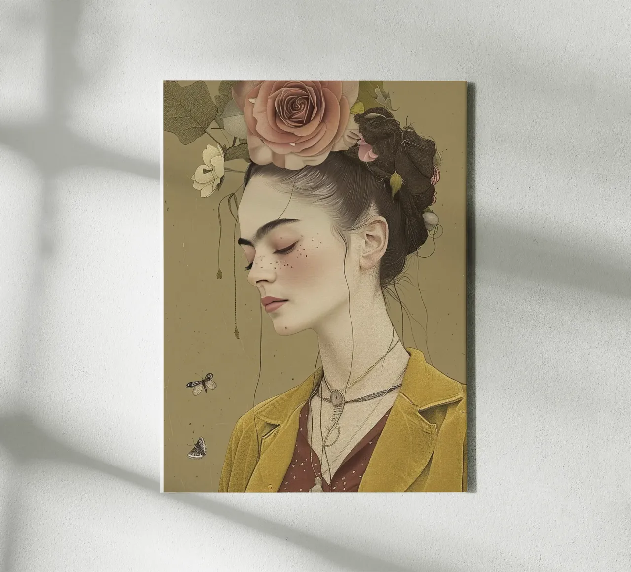 Frida neu interpretiert Leinwand mit Schattenfugenrahmen von Rustic Grace Studio 02