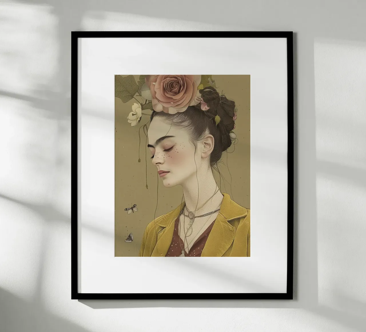 Frida rivisitata poster con telaio in alluminio da Rustic Grace Studio 02