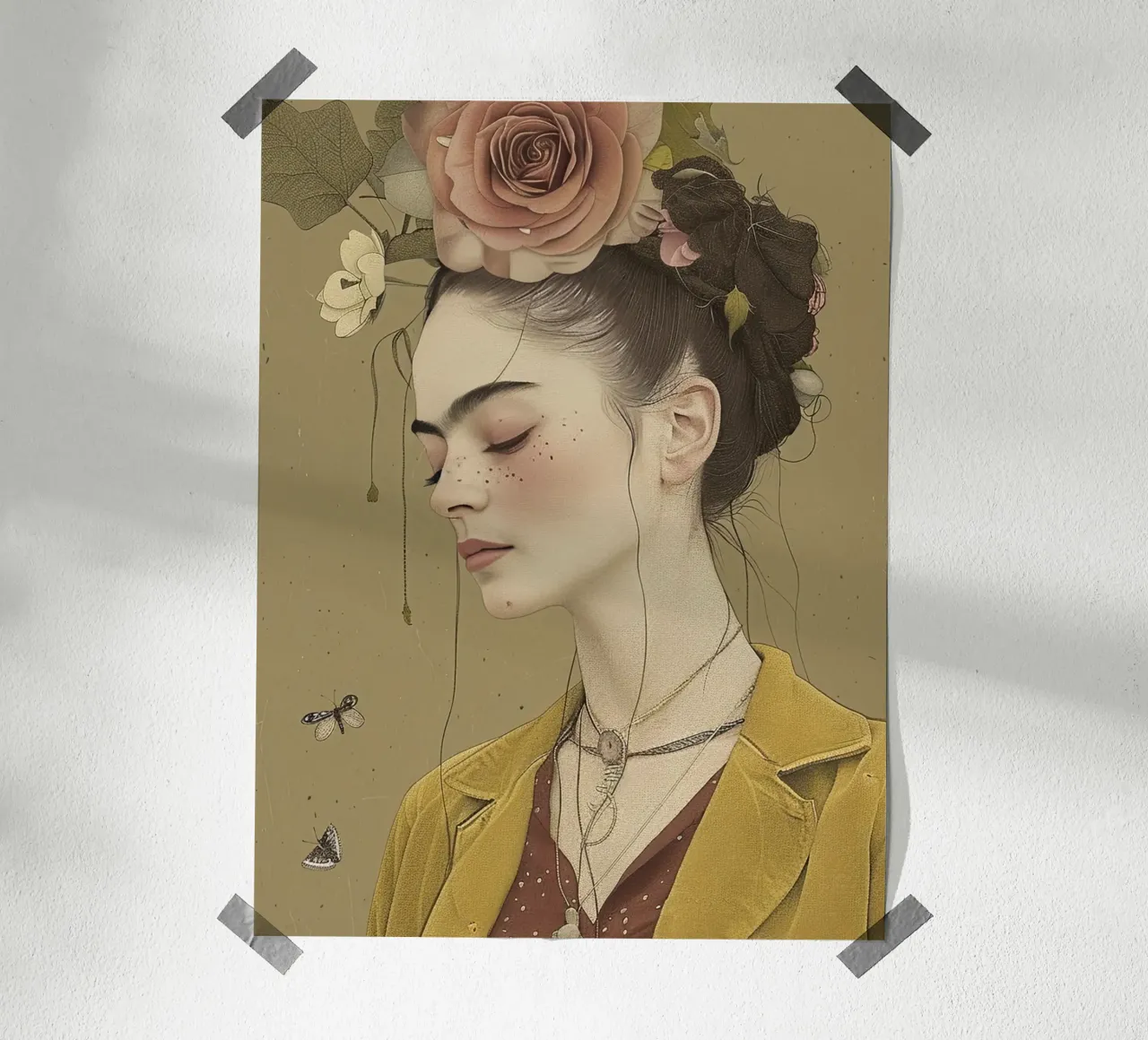 Frida rivisitata poster con telaio in alluminio da Rustic Grace Studio 02