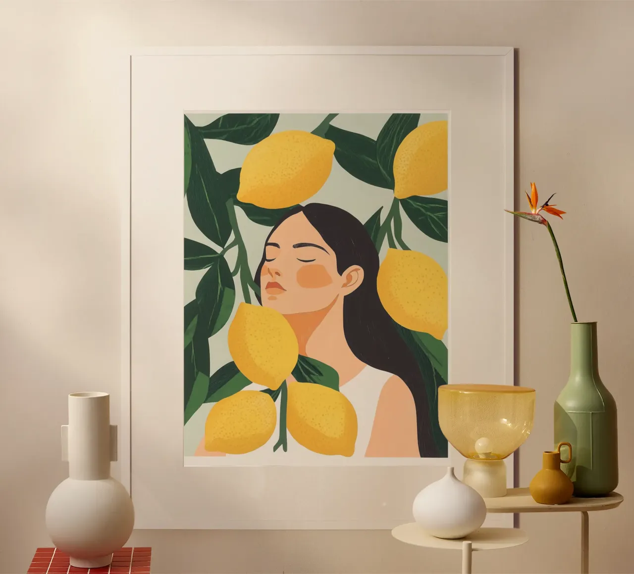 Die Zitronen sind reif | Mediterranes Boho Frauen-Portrait Hahnemühle von Autofocus