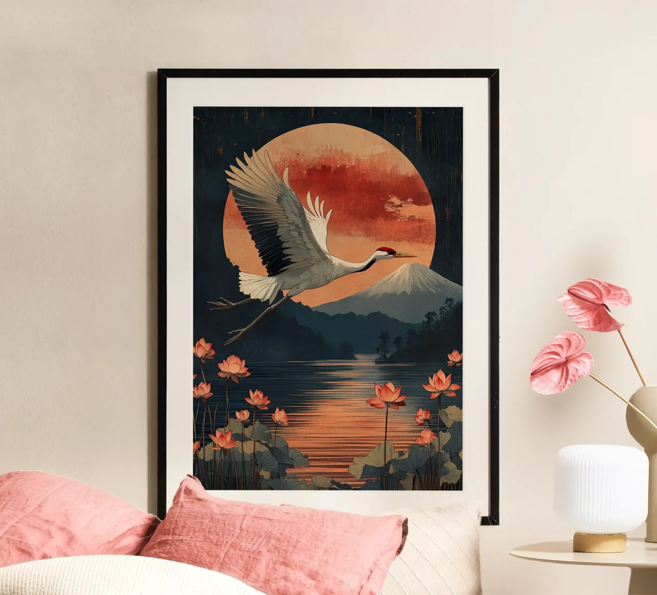 Ballerina del vento poster con telaio in legno da Ukiyo Visions