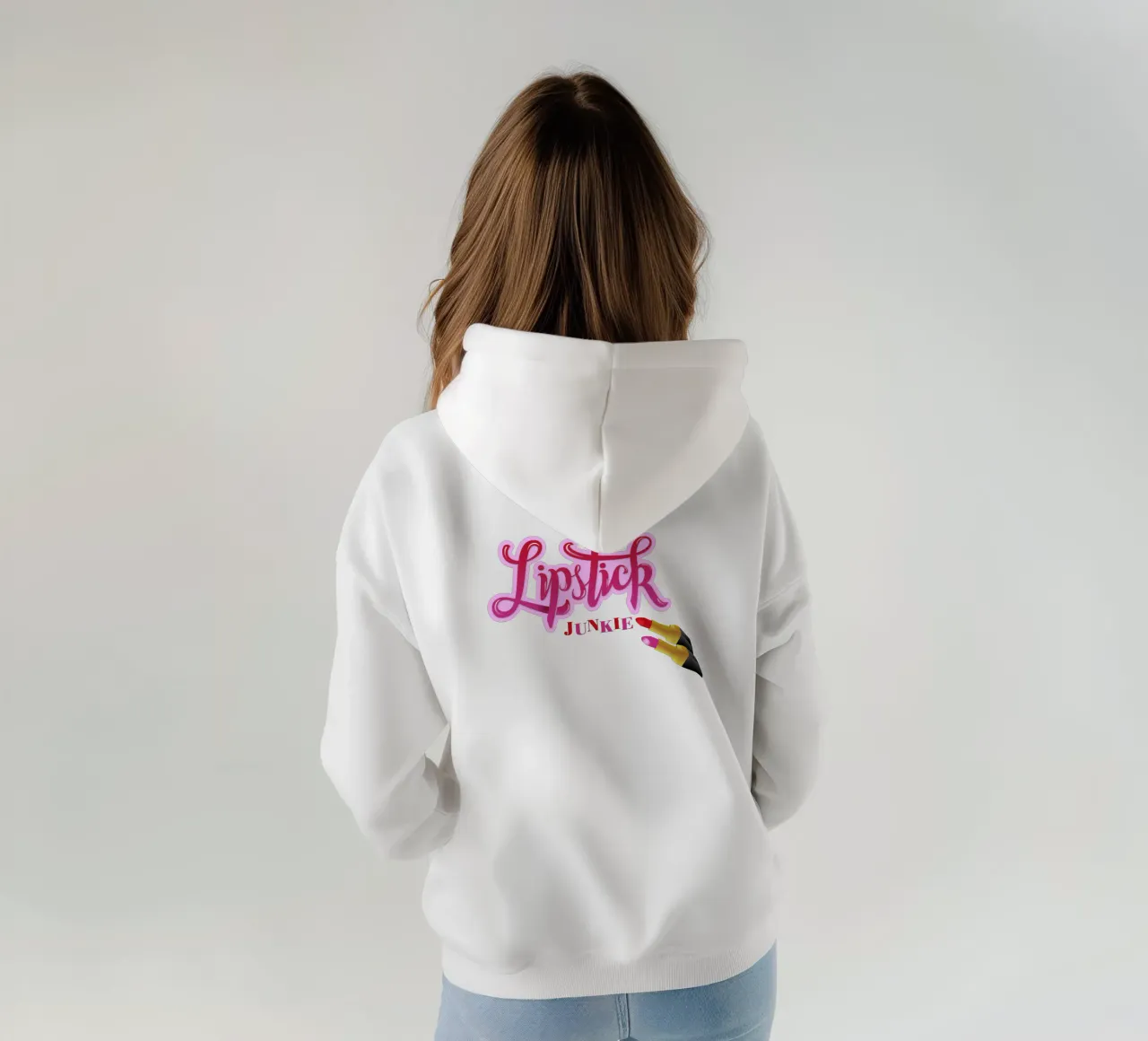 Lipstick Junkie. Scrittura a mano per le appassionate di make-up e per le ragazze. felpa con cappuccio da CalliLetters