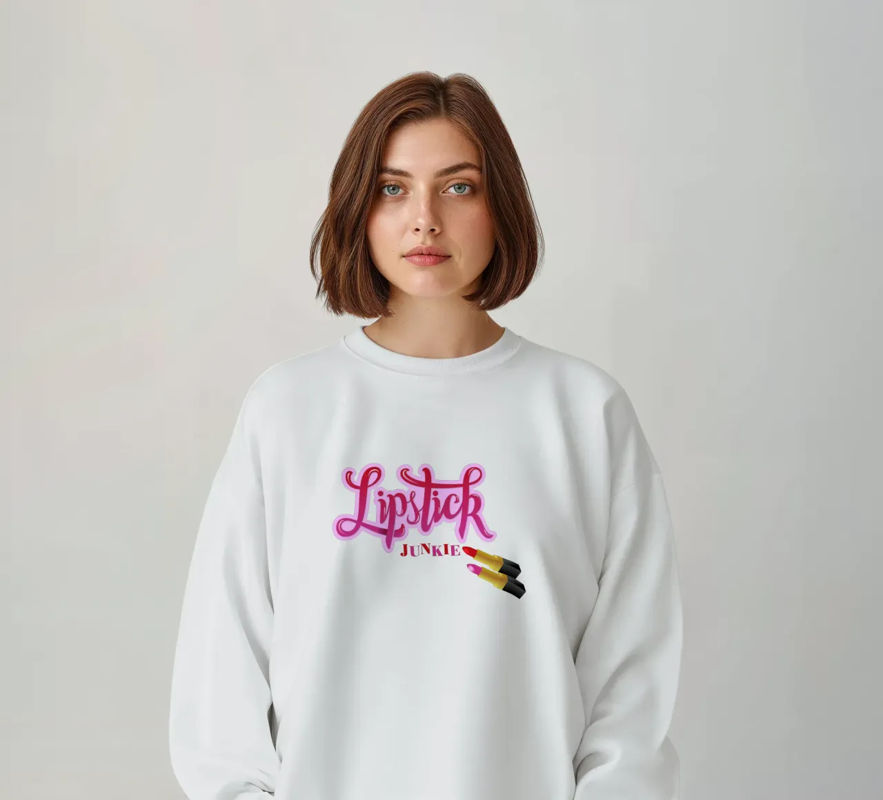 Lipstick Junkie. Scrittura a mano per le appassionate di make-up e per le ragazze. felpa da CalliLetters