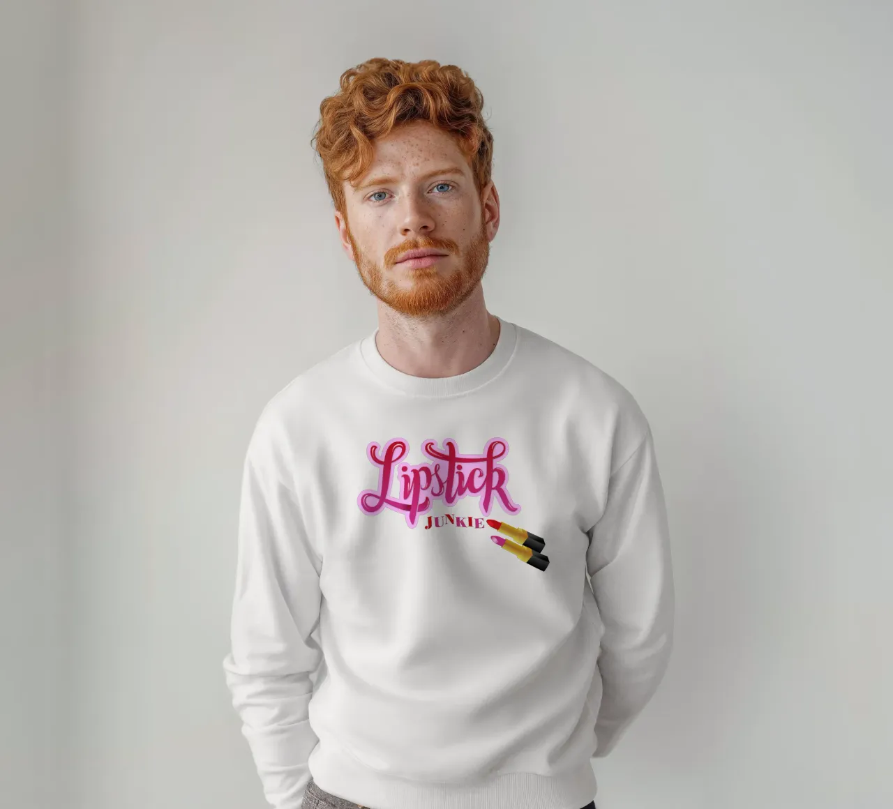 Lipstick Junkie. Scrittura a mano per le appassionate di make-up e per le ragazze. felpa da CalliLetters