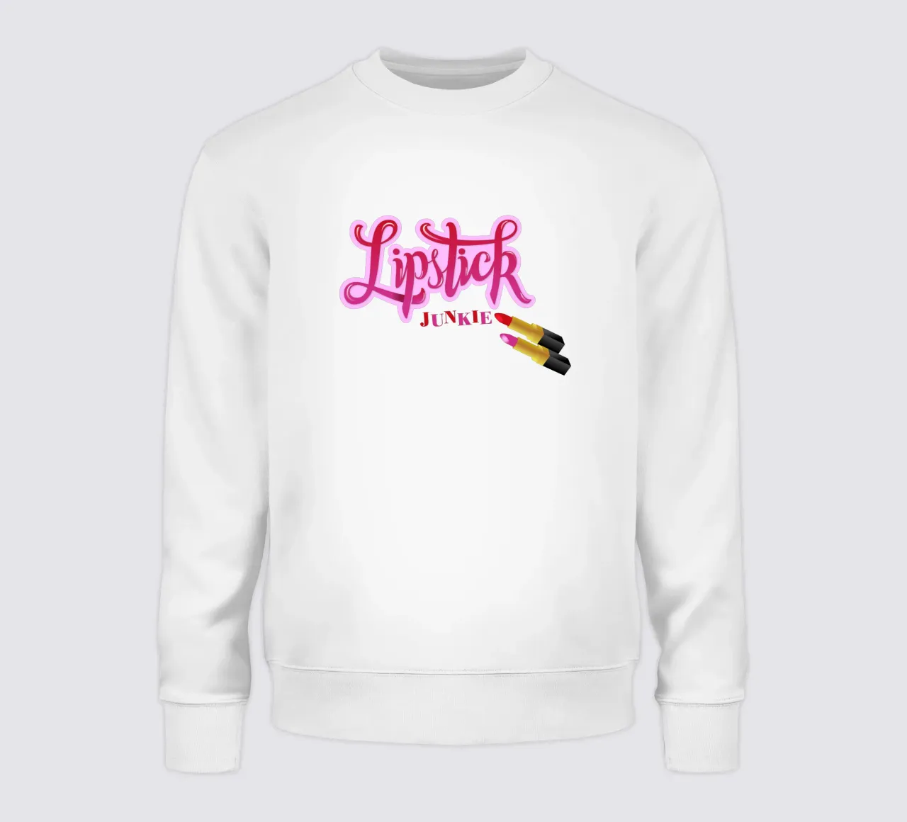 Lipstick Junkie. Scrittura a mano per le appassionate di make-up e per le ragazze. felpa da CalliLetters