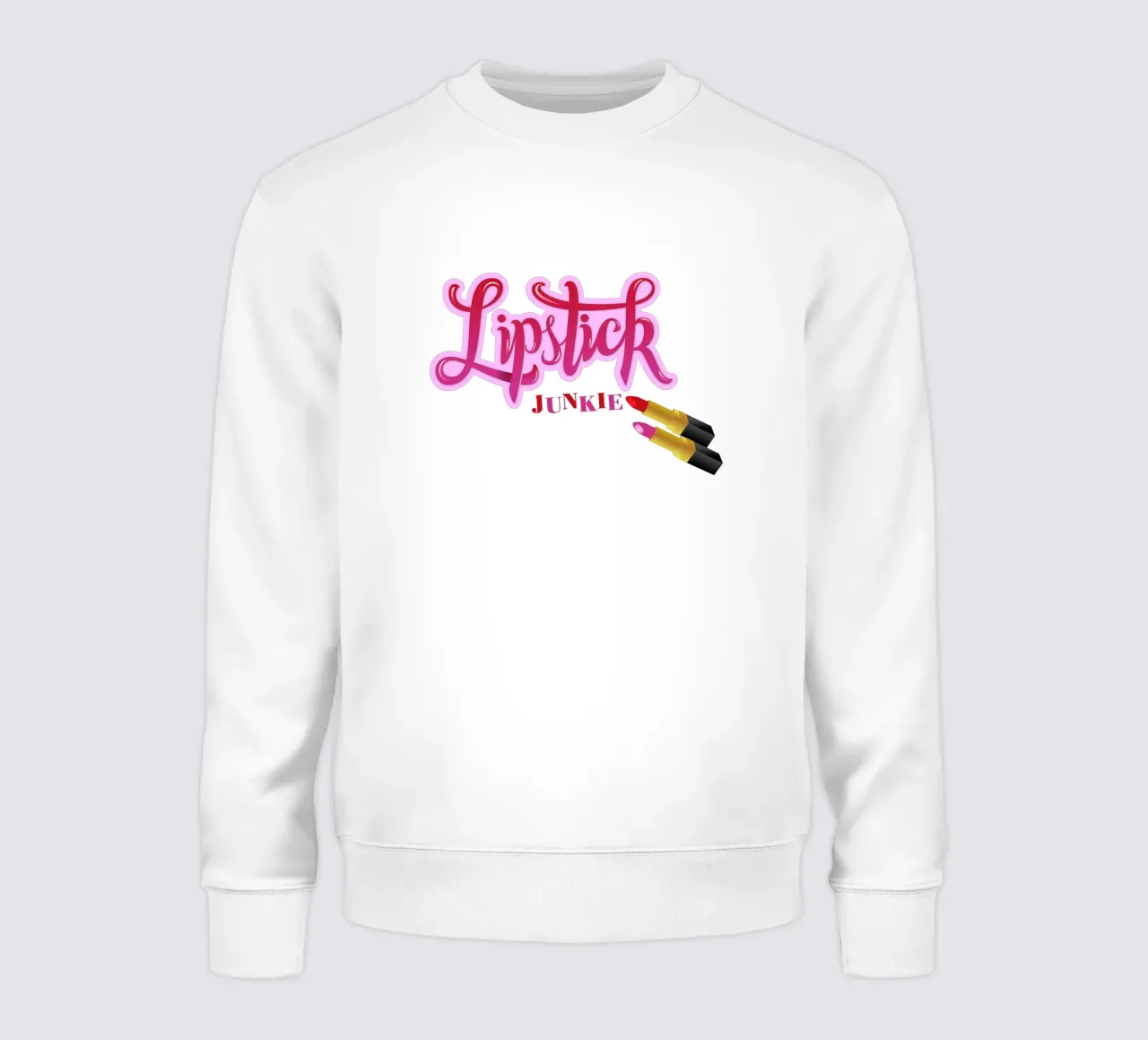 Lipstick Junkie. Scrittura a mano per le appassionate di make-up e per le ragazze. felpa da CalliLetters