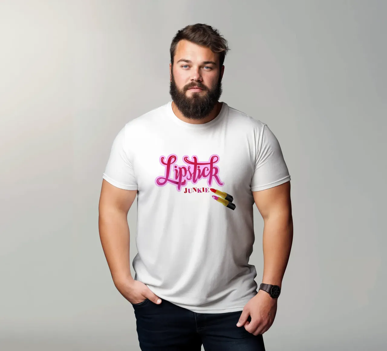 Lipstick Junkie. Scrittura a mano per le appassionate di make-up e per le ragazze. t-shirt da CalliLetters