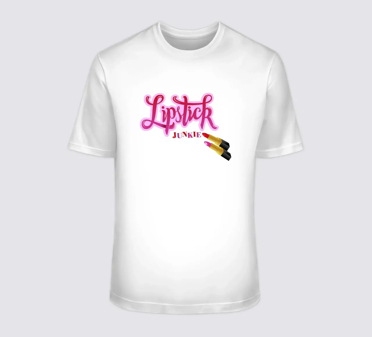 Lipstick Junkie. Scrittura a mano per le appassionate di make-up e per le ragazze. t-shirt da CalliLetters