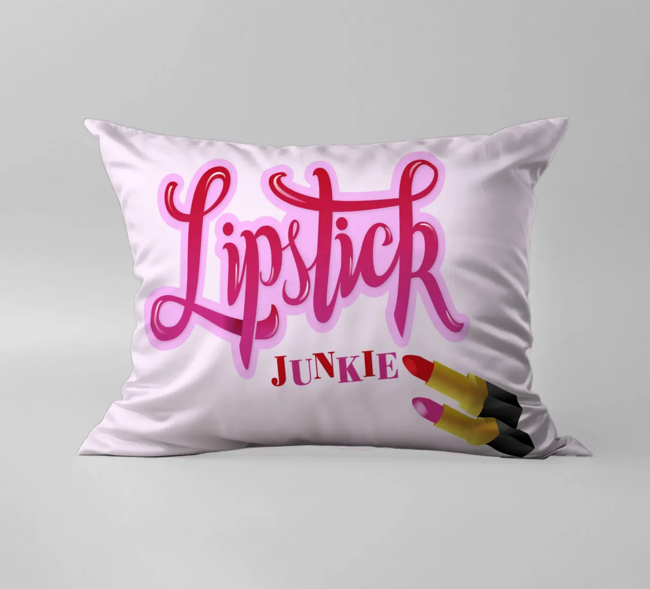 Lipstick Junkie. Scrittura a mano per le appassionate di make-up e per le ragazze. cuscino da CalliLetters