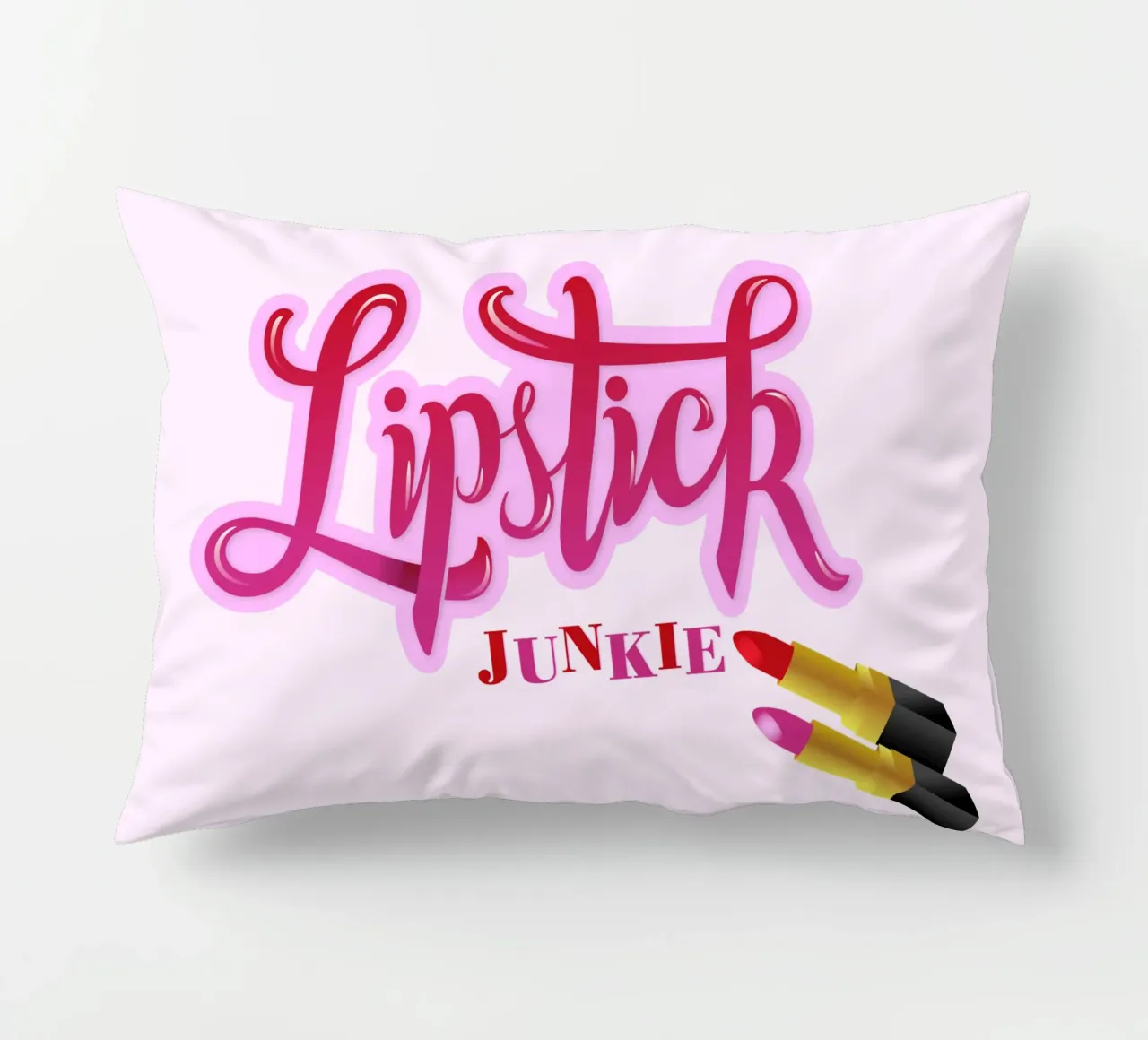 Lipstick Junkie. Scrittura a mano per le appassionate di make-up e per le ragazze. cuscino da CalliLetters