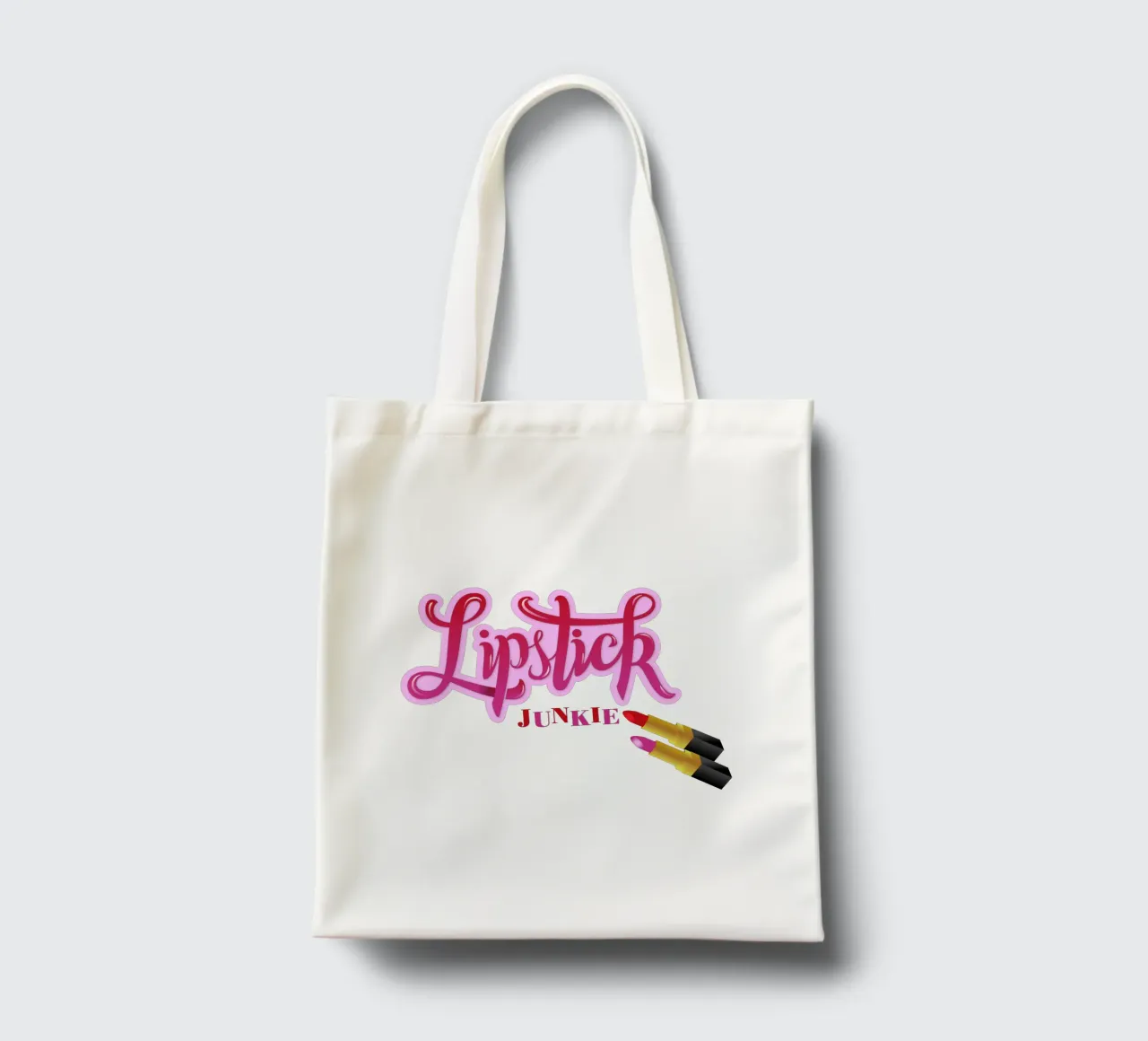 Lipstick Junkie. Scrittura a mano per le appassionate di make-up e per le ragazze. borsa in juta da CalliLetters