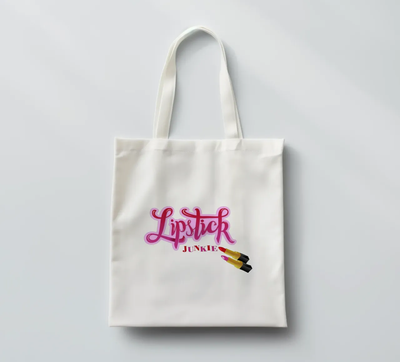 Lipstick Junkie. Scrittura a mano per le appassionate di make-up e per le ragazze. borsa in juta da CalliLetters