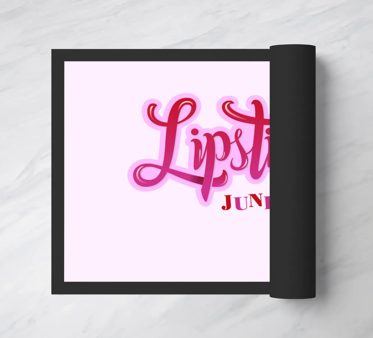 Lipstick Junkie. Scrittura a mano per le appassionate di make-up e per le ragazze. zerbino da CalliLetters