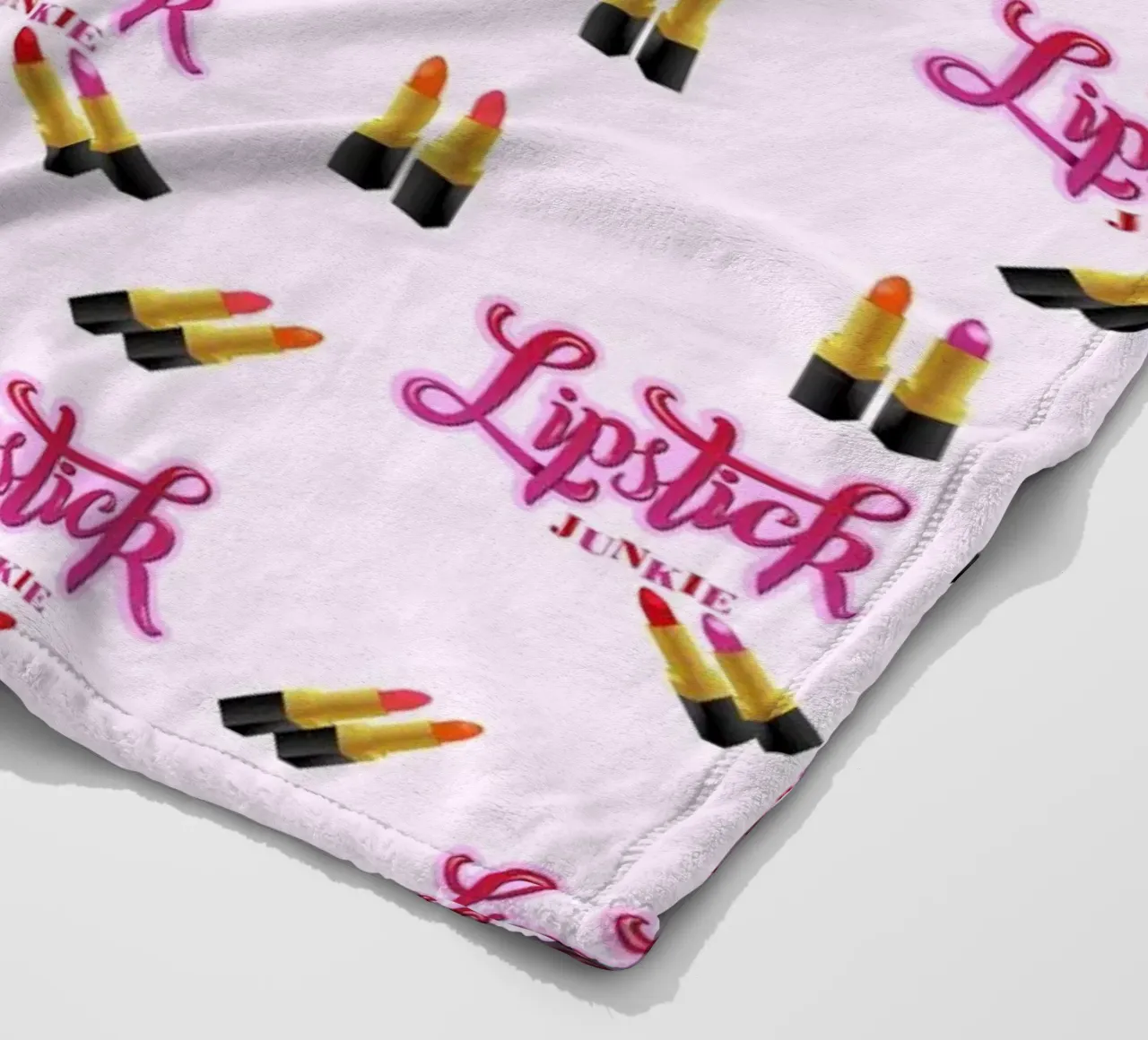 Lipstick Junkie. Scrittura a mano per le appassionate di make-up e per le ragazze. coperta in pile da CalliLetters