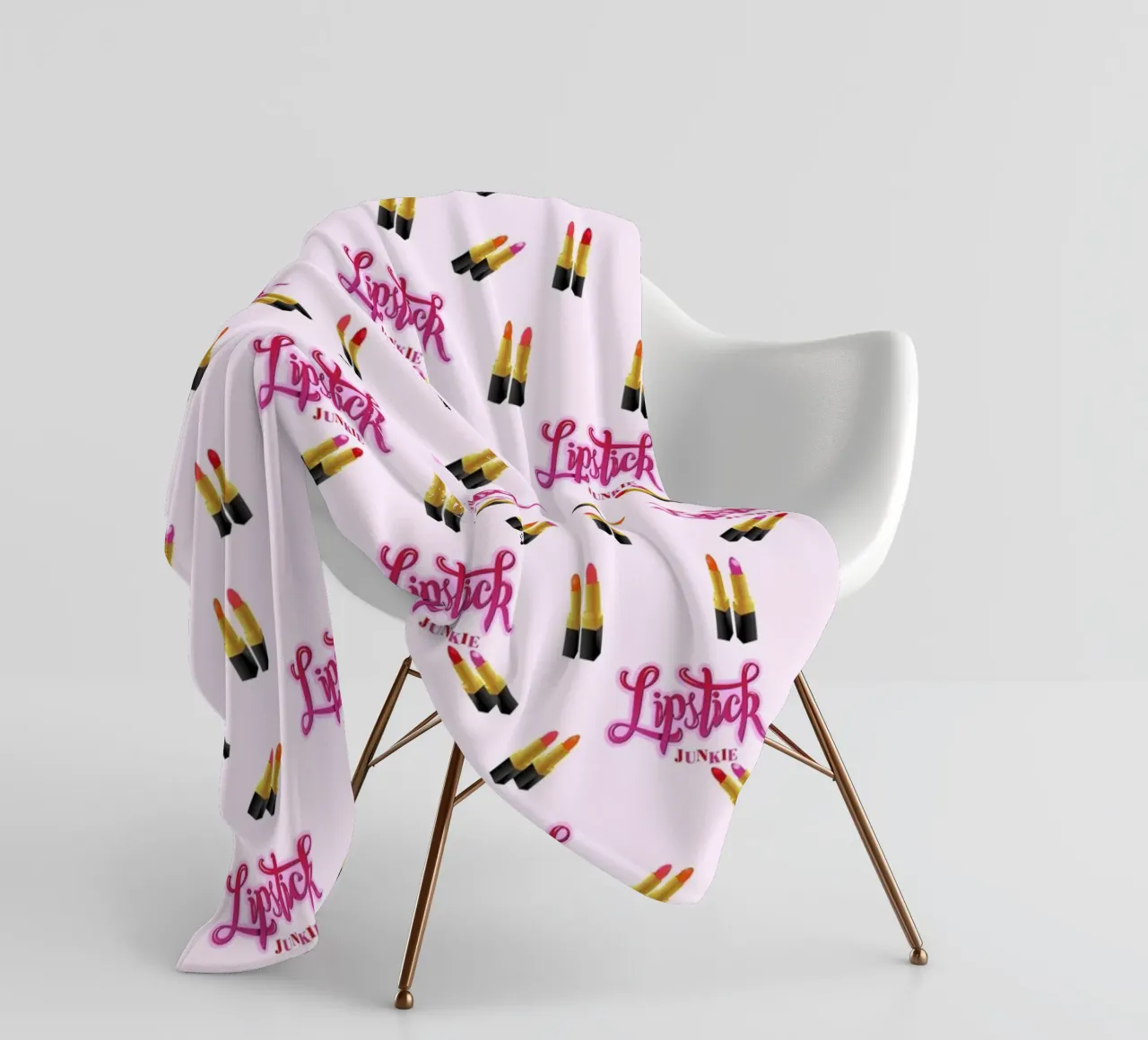 Lipstick Junkie. Scrittura a mano per le appassionate di make-up e per le ragazze. coperta in pile da CalliLetters