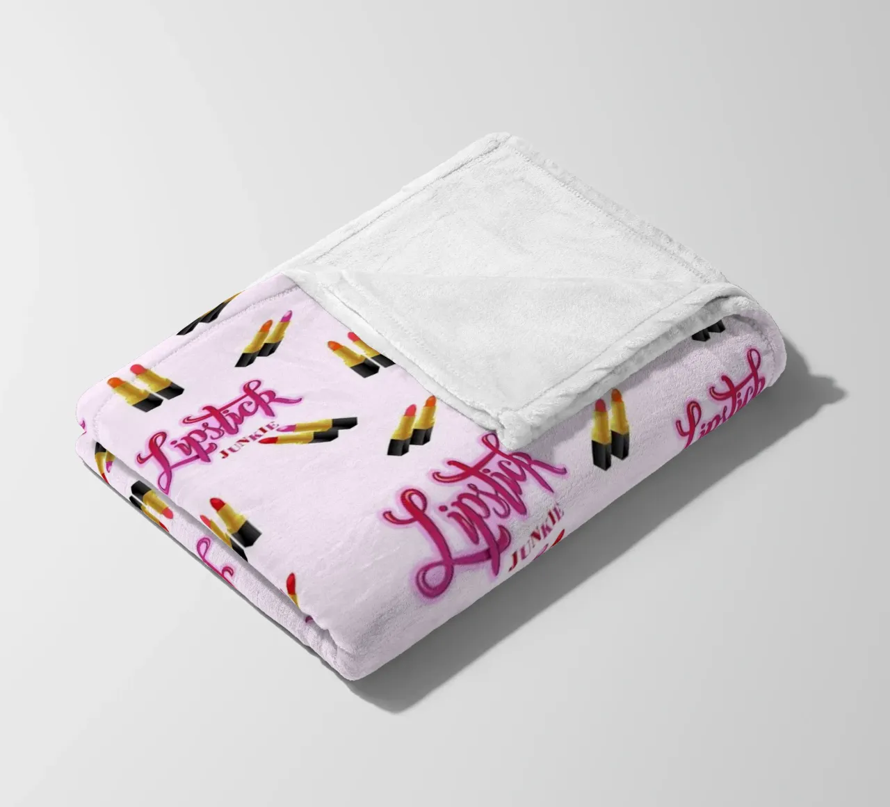 Lipstick Junkie. Scrittura a mano per le appassionate di make-up e per le ragazze. coperta in pile da CalliLetters