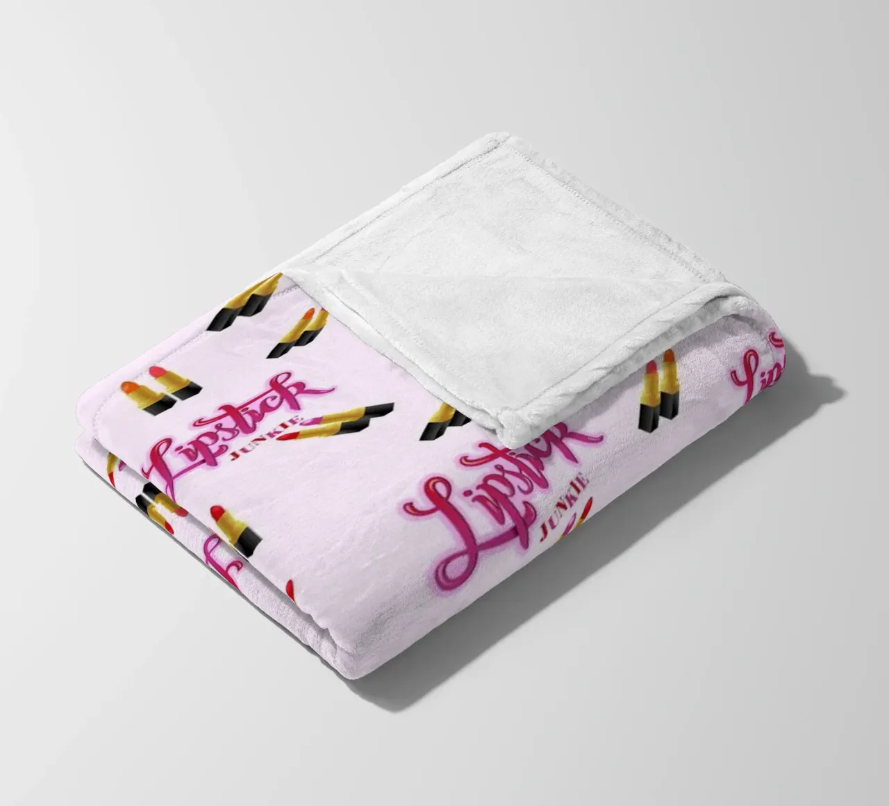 Lipstick Junkie. Scrittura a mano per le appassionate di make-up e per le ragazze. coperta in pile da CalliLetters