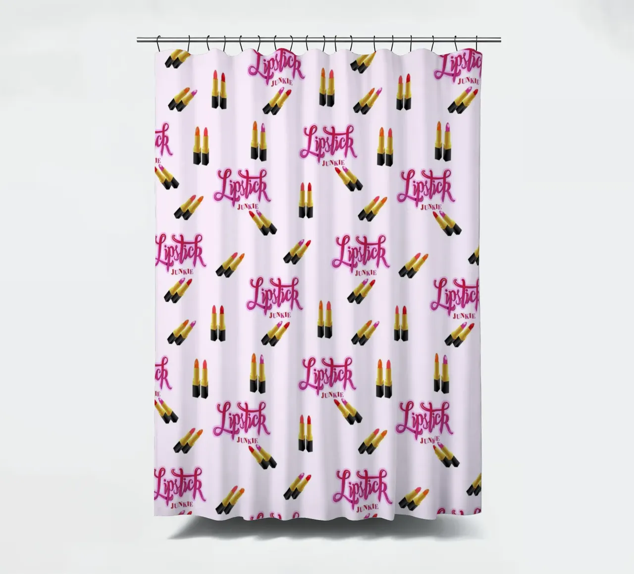Lipstick Junkie. Scrittura a mano per le appassionate di make-up e per le ragazze. tenda da doccia da CalliLetters