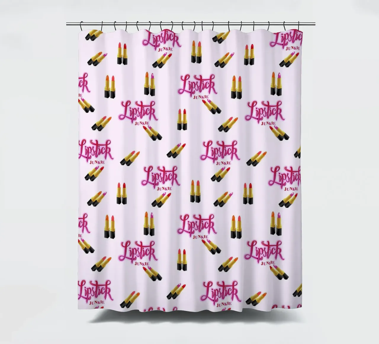 Lipstick Junkie. Scrittura a mano per le appassionate di make-up e per le ragazze. tenda da doccia da CalliLetters