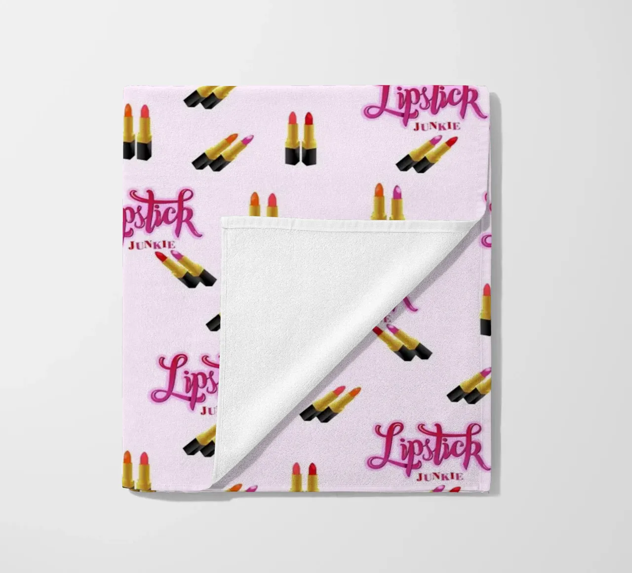 Lipstick Junkie. Scrittura a mano per le appassionate di make-up e per le ragazze. telo mare da CalliLetters