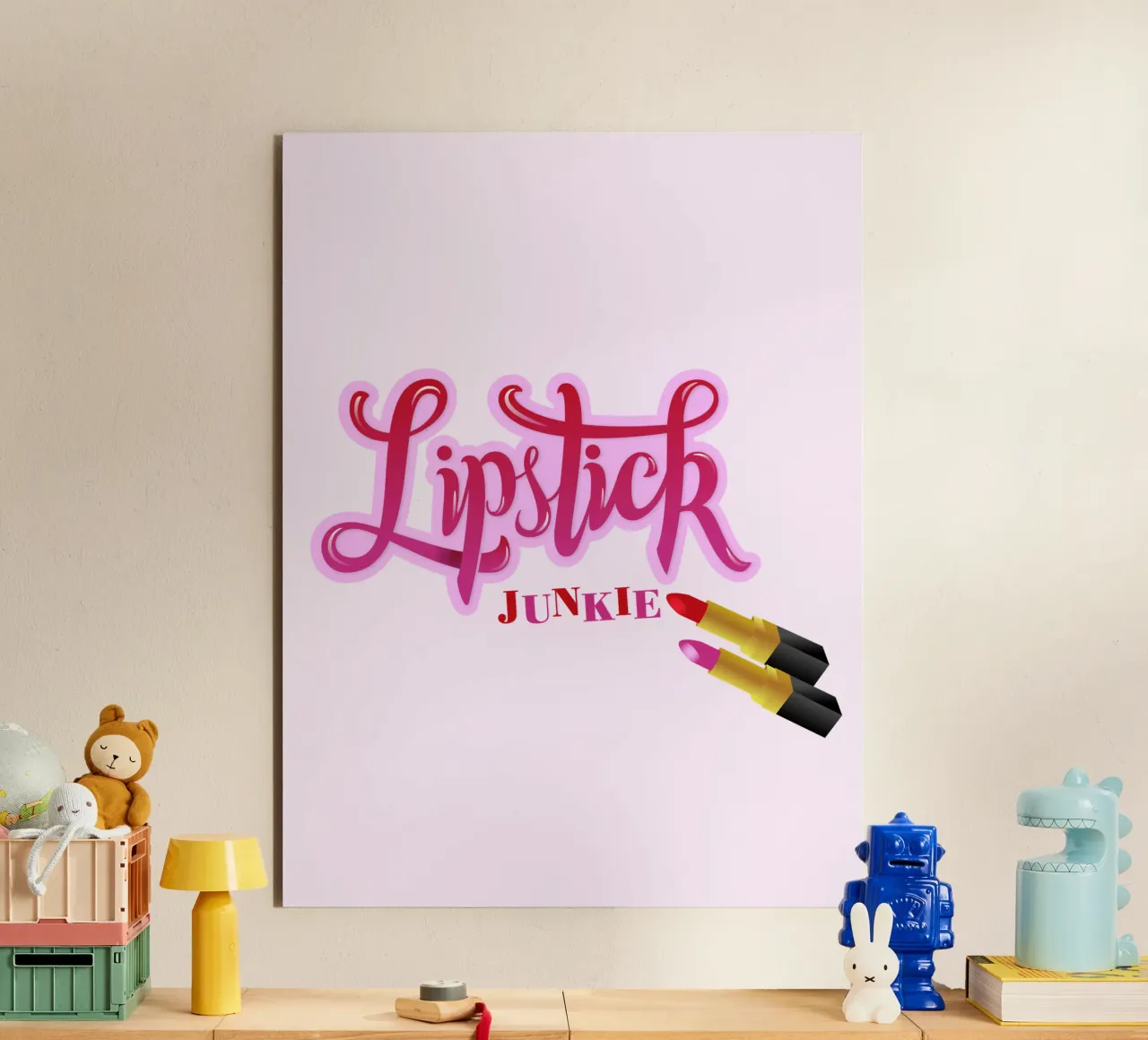 Lipstick Junkie. Scrittura a mano per le appassionate di make-up e per le ragazze. alluminio dibond da CalliLetters