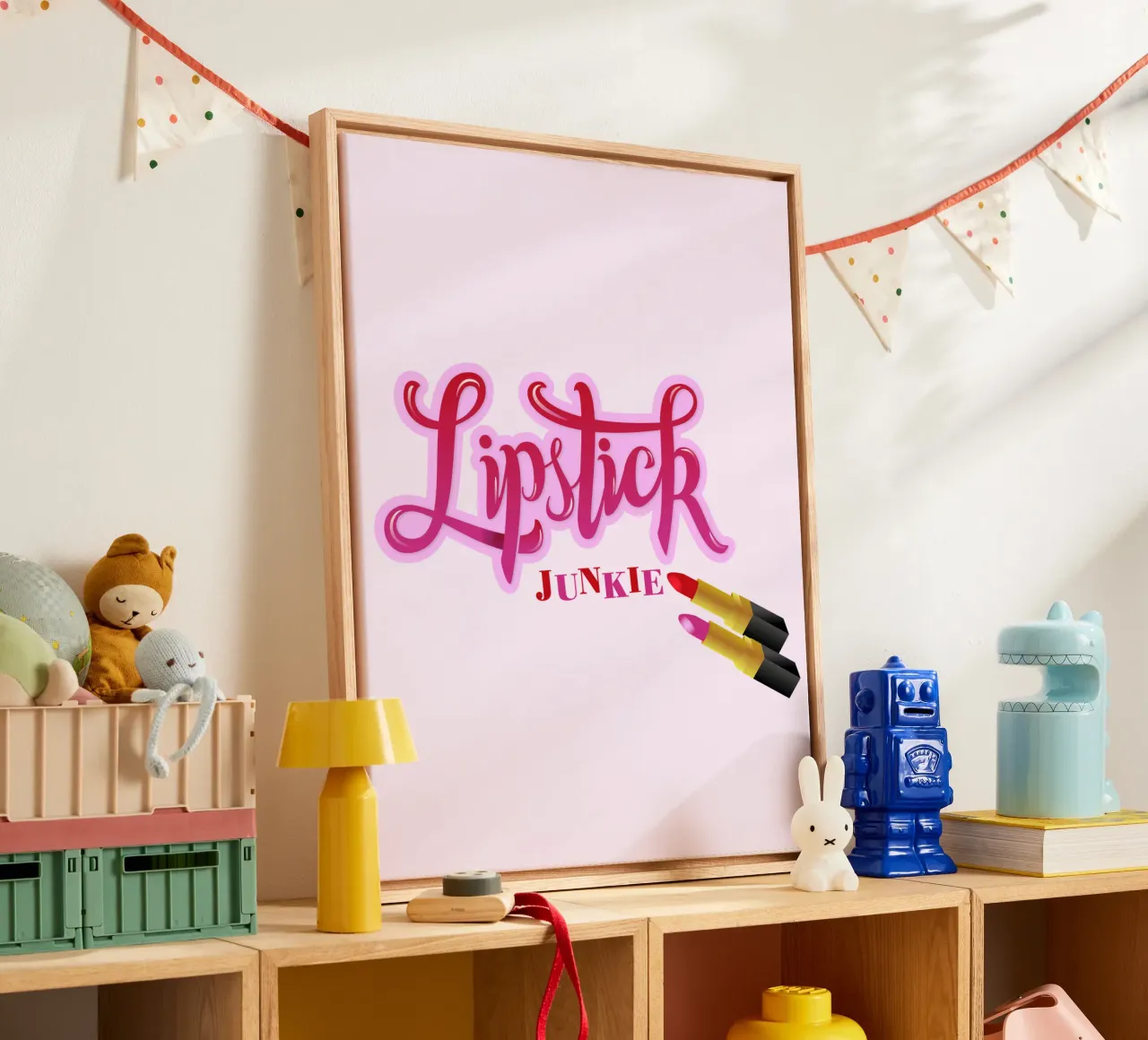 Lipstick Junkie. Scrittura a mano per le appassionate di make-up e per le ragazze. tela da CalliLetters