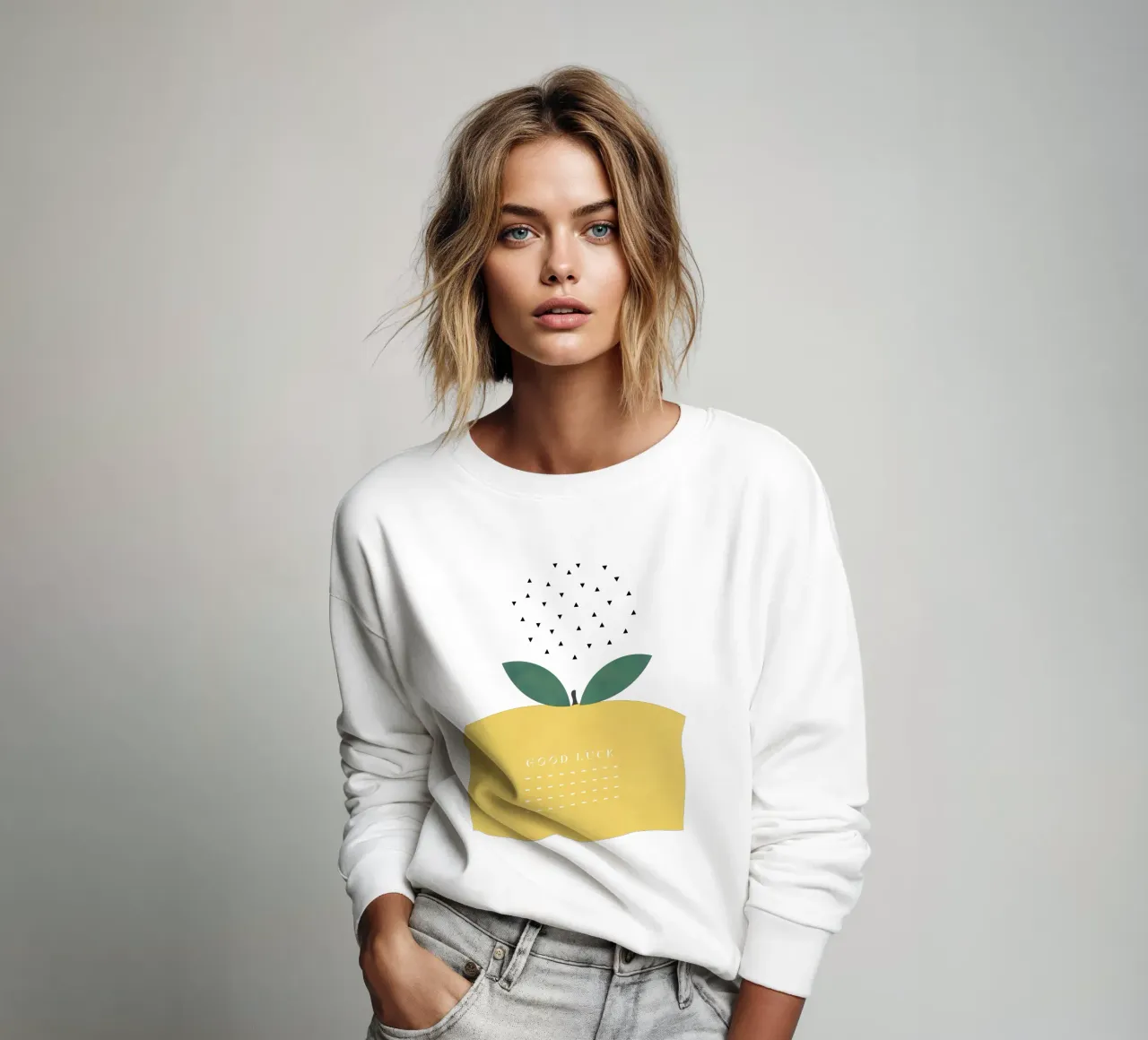 BUONA FORTUNA LIMONE felpa da natural neutral