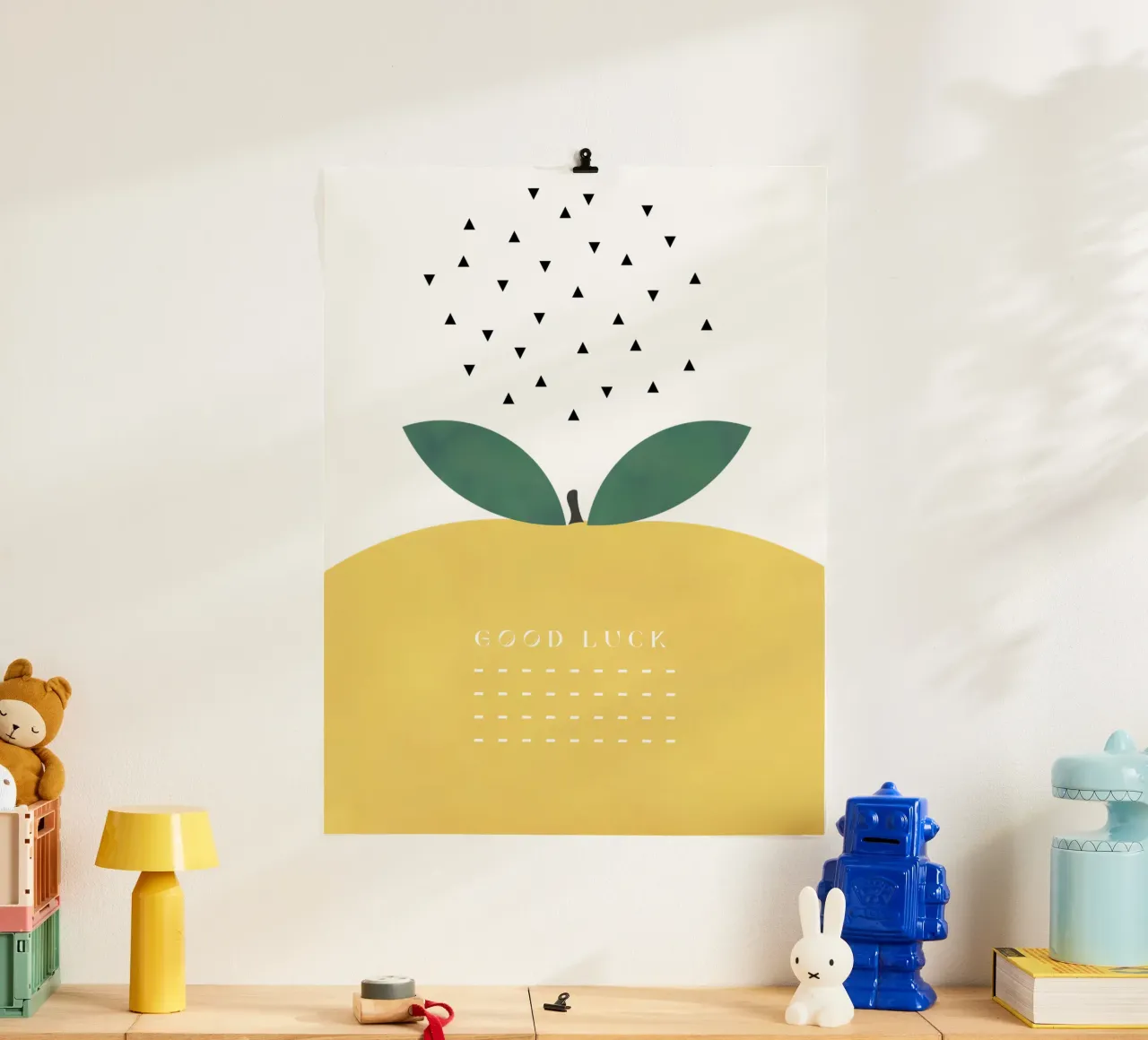 BUONA FORTUNA LIMONE poster con telaio in plastica da natural neutral