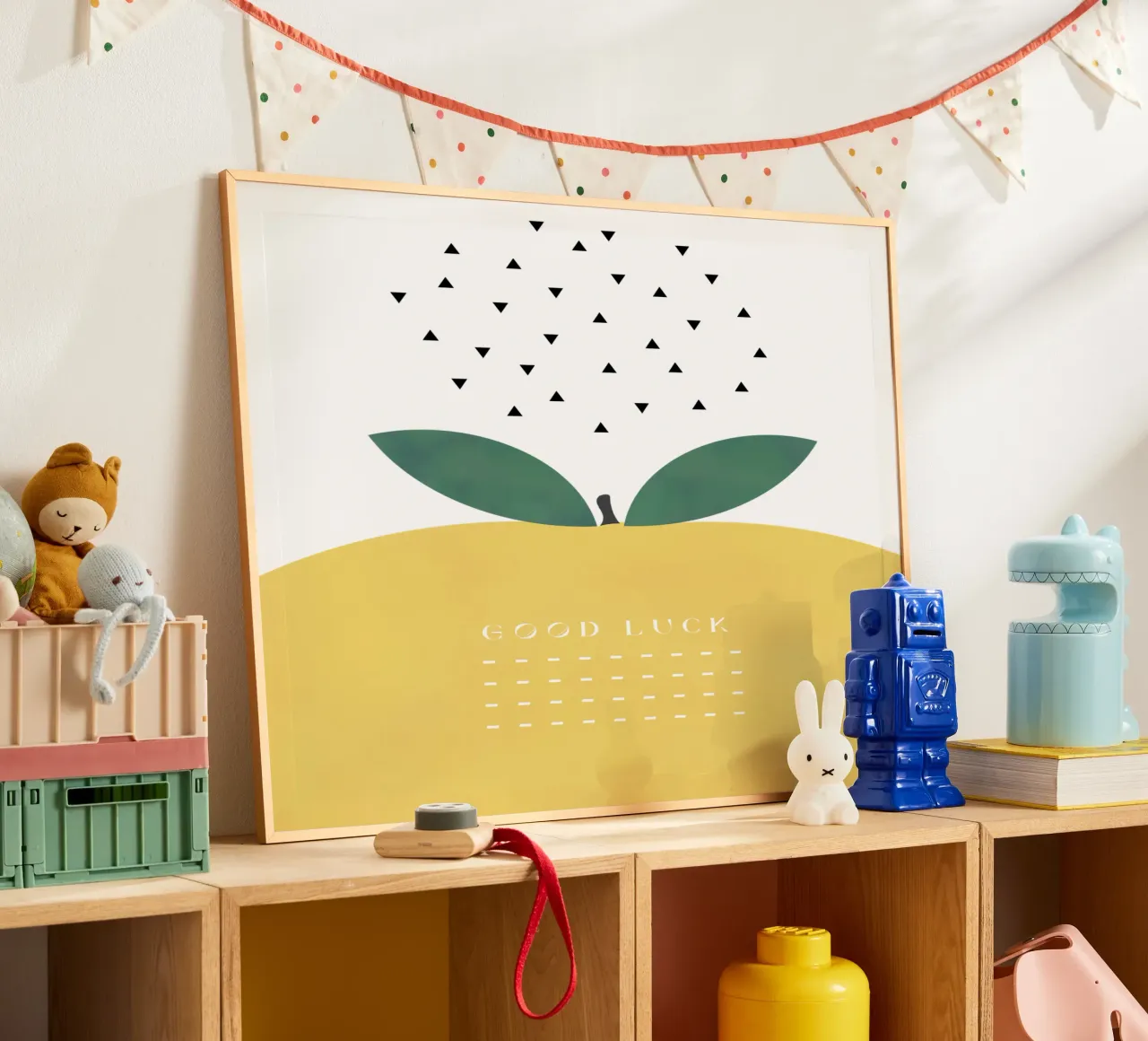 BUONA FORTUNA LIMONE poster con telaio in plastica da natural neutral