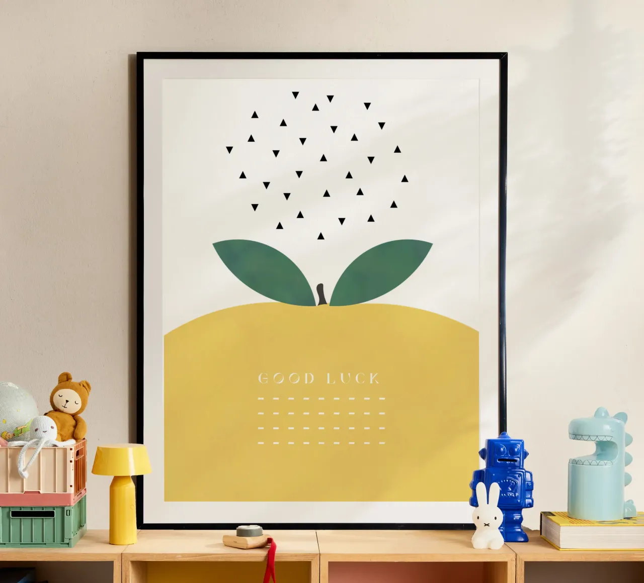 BUONA FORTUNA LIMONE poster con telaio in plastica da natural neutral
