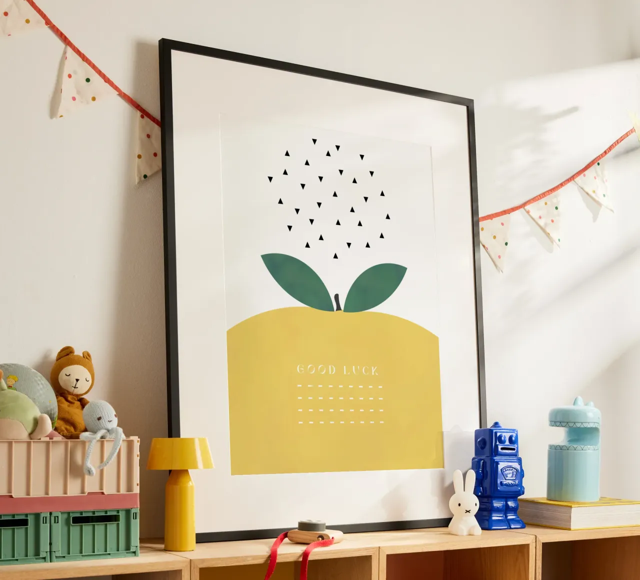 BUONA FORTUNA LIMONE poster con telaio in plastica da natural neutral