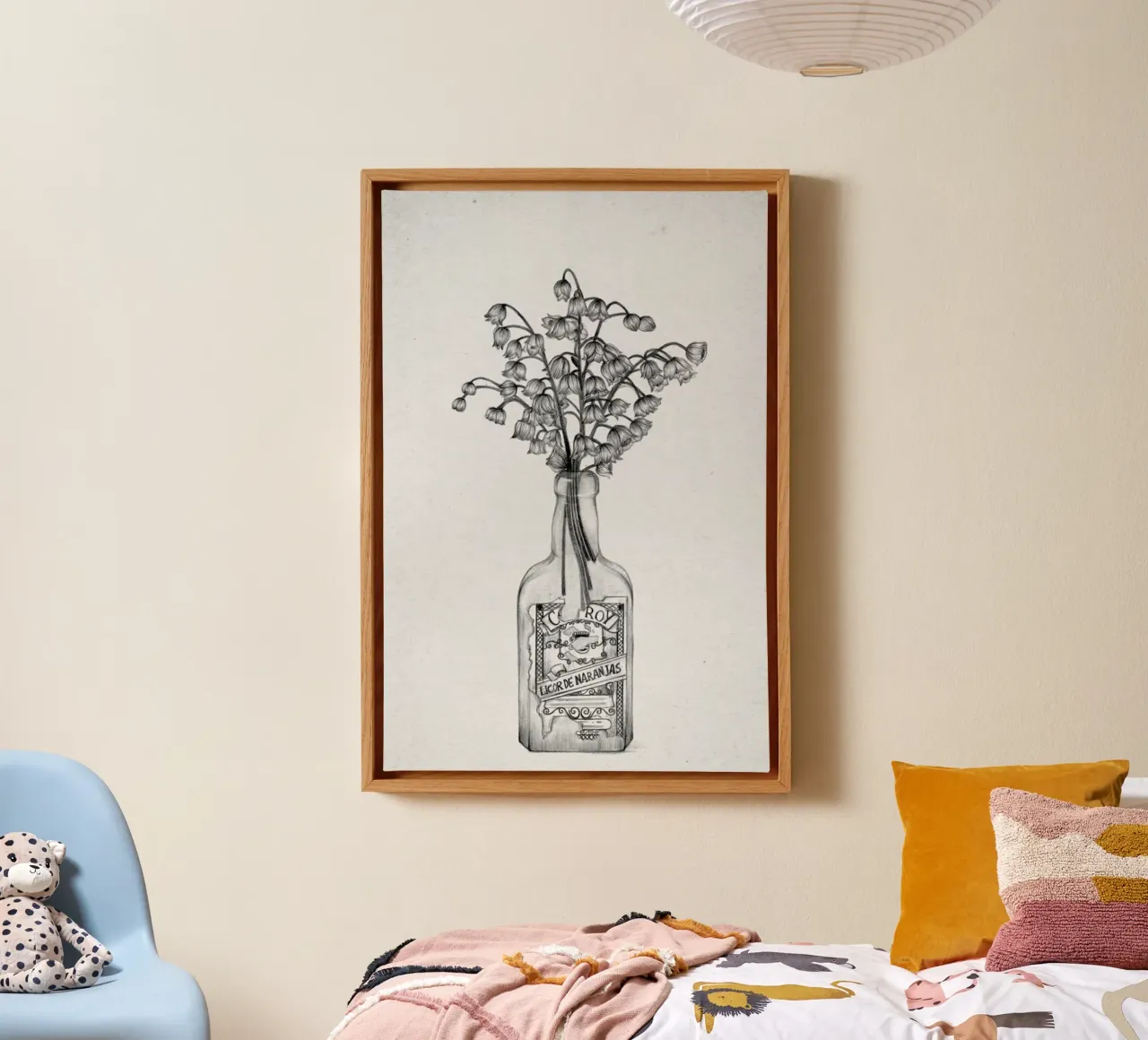 Les Fleurs 3 tela con Cornice a cassetta da The White Deer