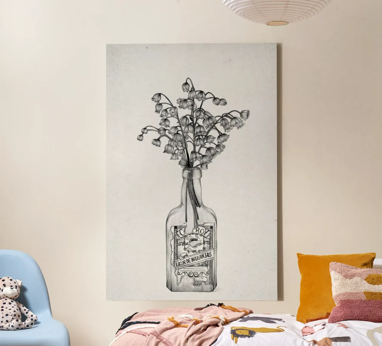 Les Fleurs 3 tela con Cornice a cassetta da The White Deer