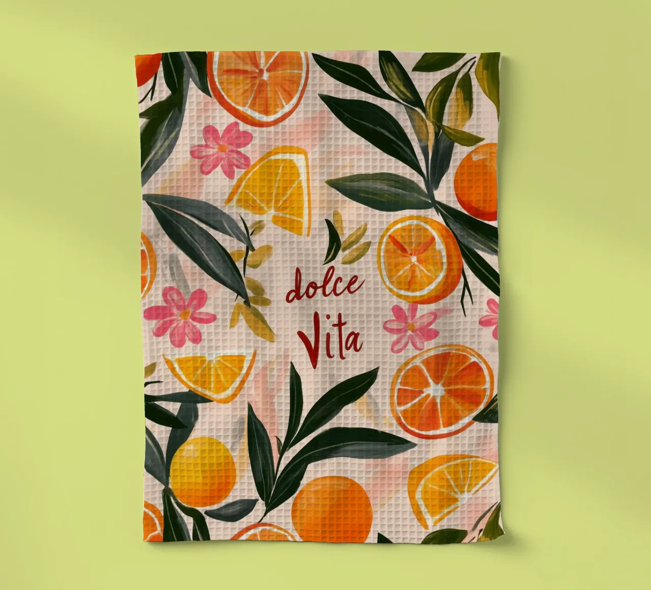 Dolce Vita | The oranges are always in bloom tea towel by Autofocus