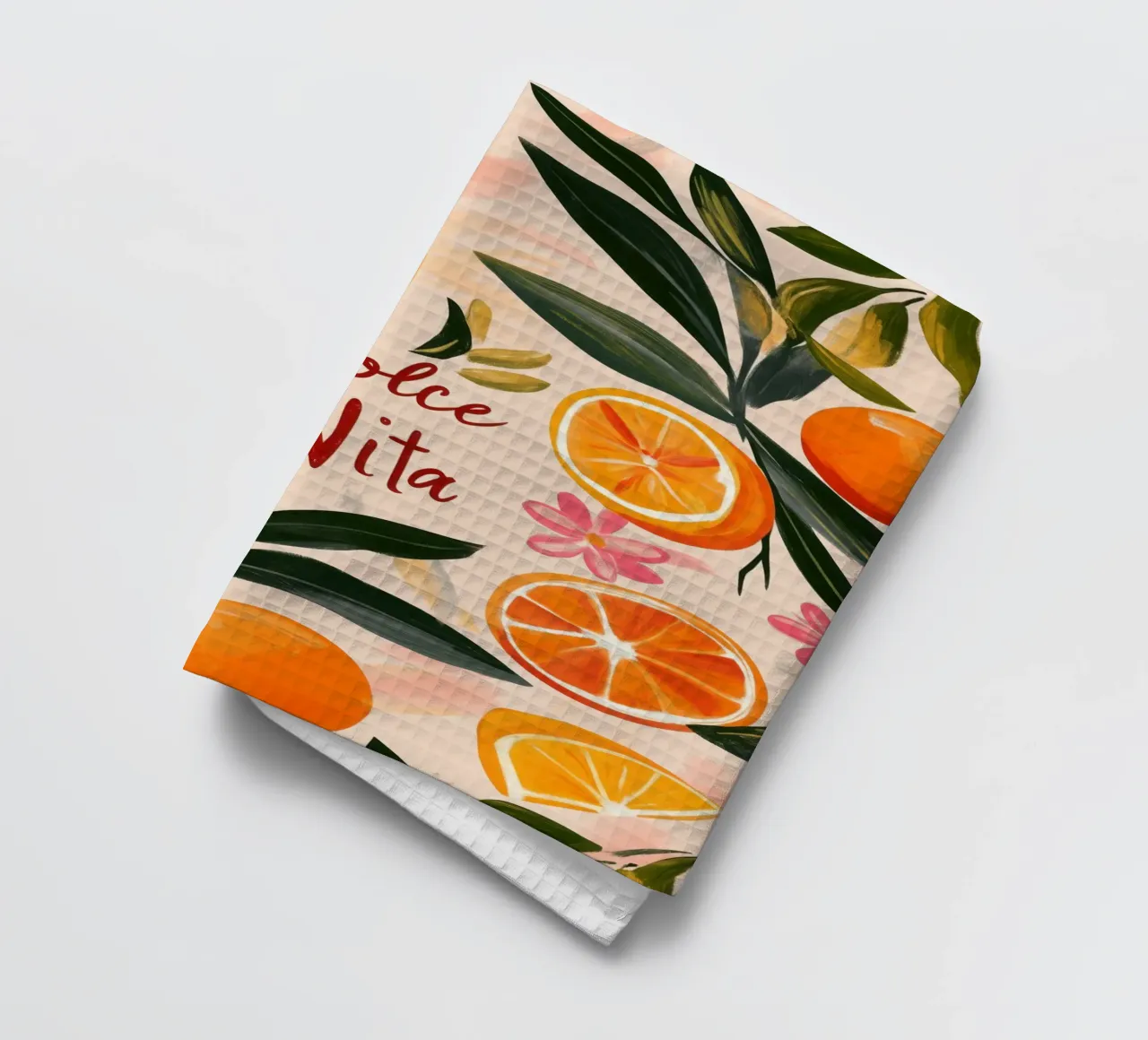 Dolce Vita | The oranges are always in bloom tea towel by Autofocus