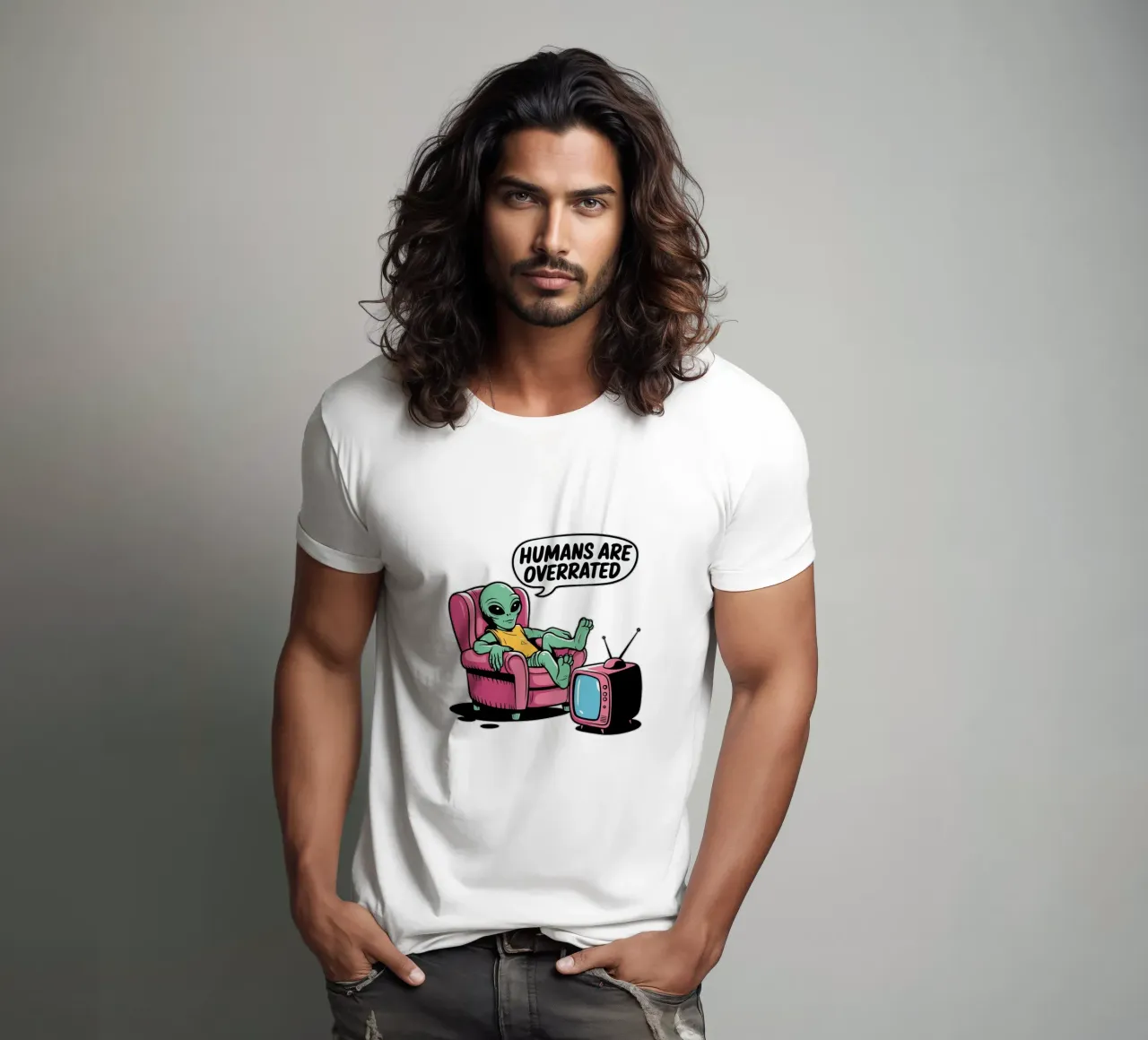 Humans are overrated t-shirt by edsonramosart