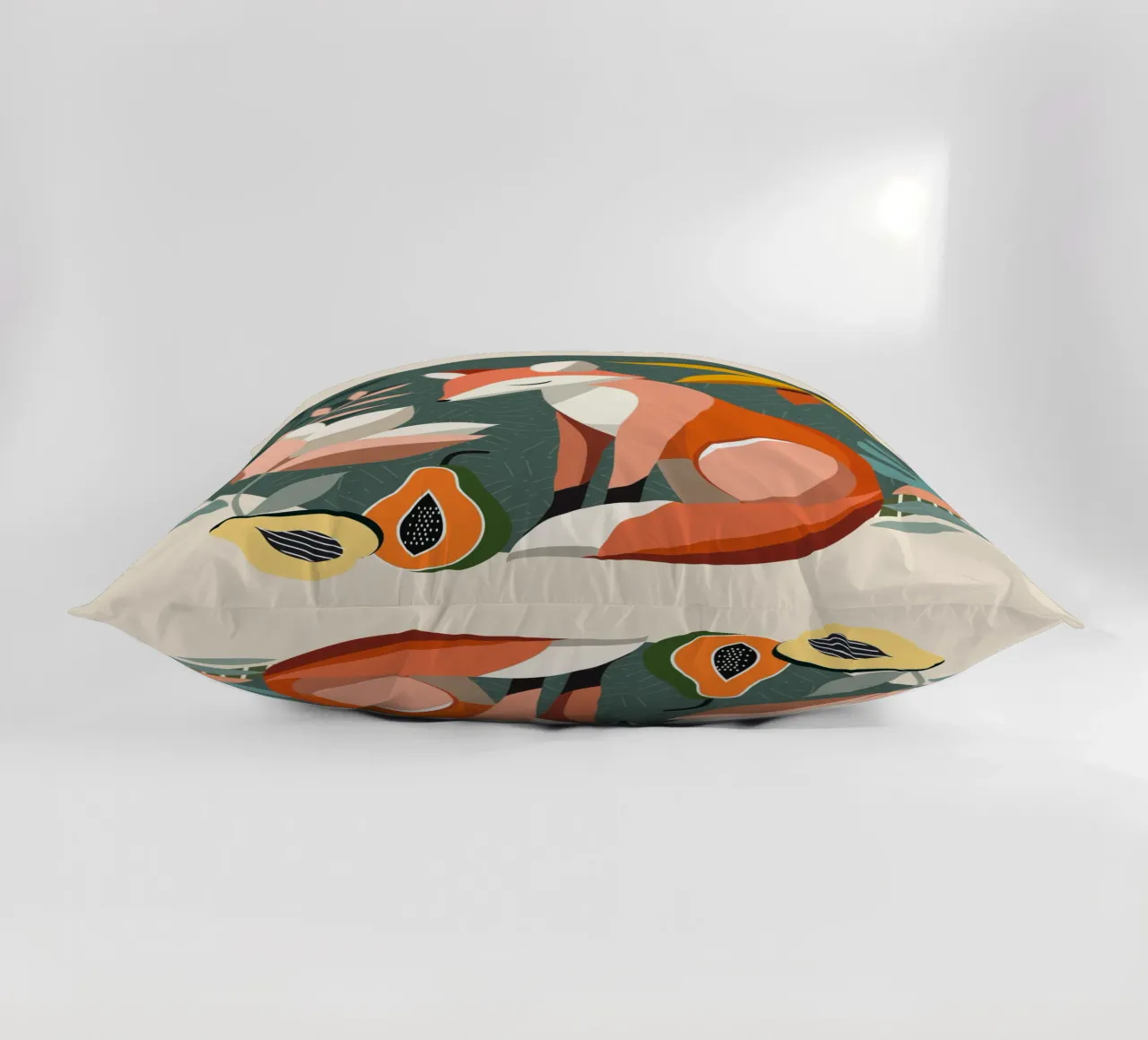 Fox motif with tropical flowers and fruit decorative cushion by namosh