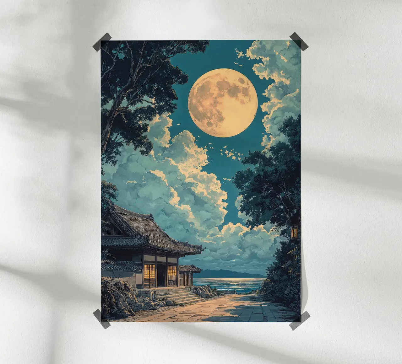Japanese art print "Shadow in the moonlight" poster by Ukiyo Visions