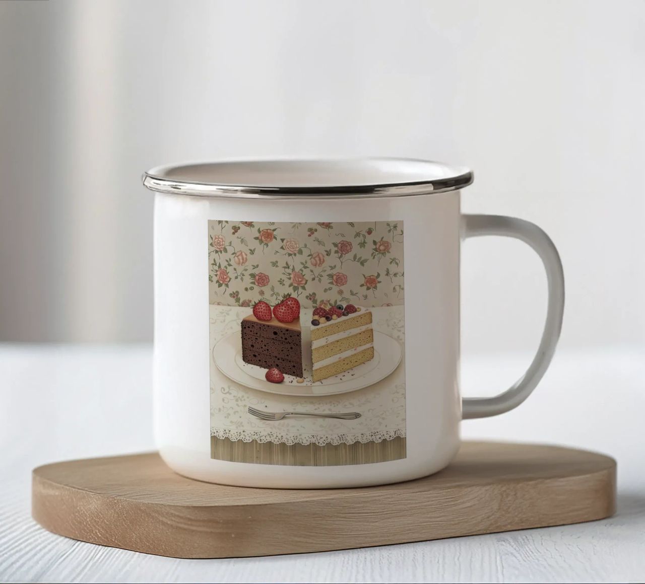 Una storia di due torte tazza in smalto da Rustic Grace Studio 02