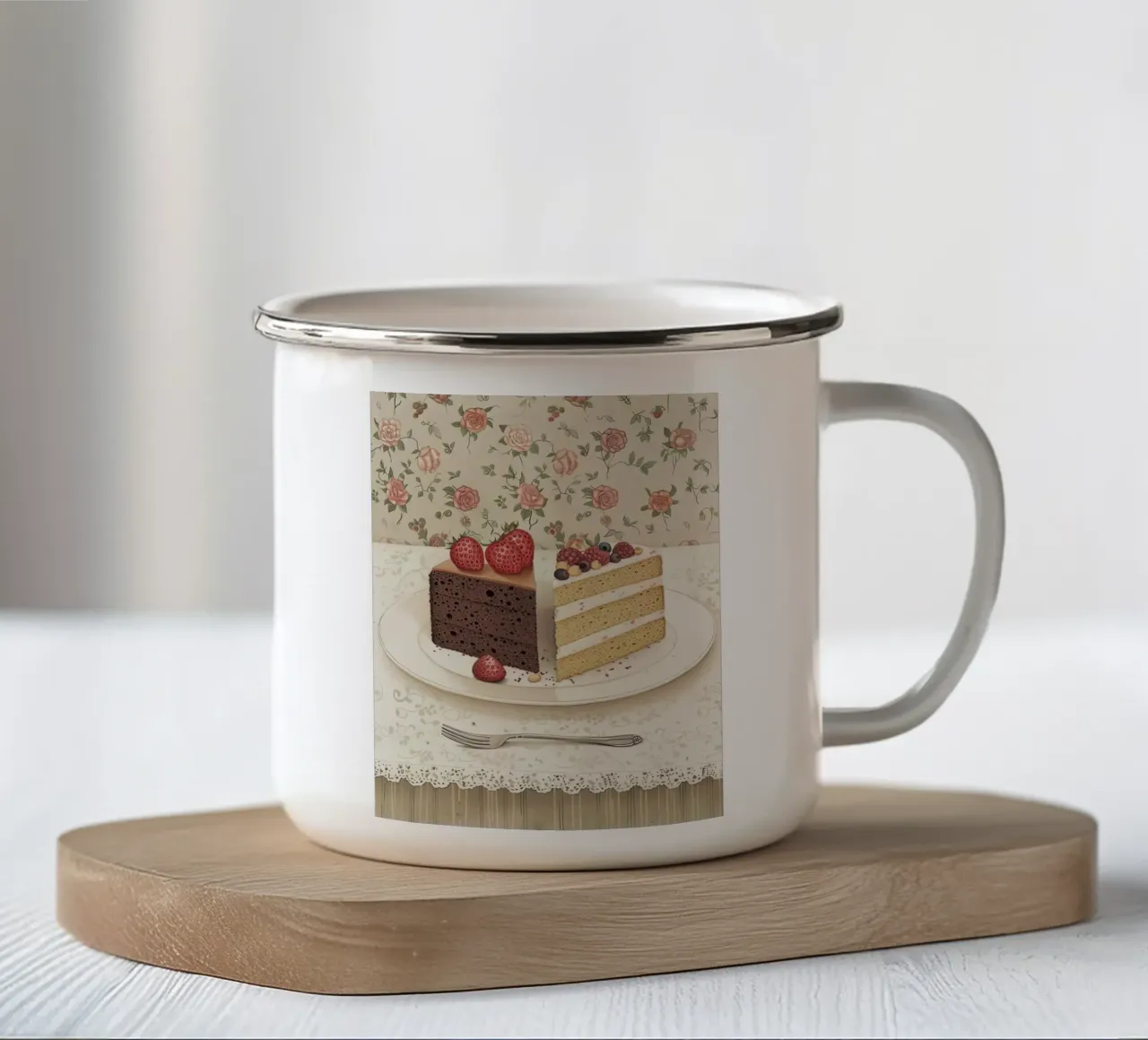 Una storia di due torte tazza in smalto da Rustic Grace Studio 02