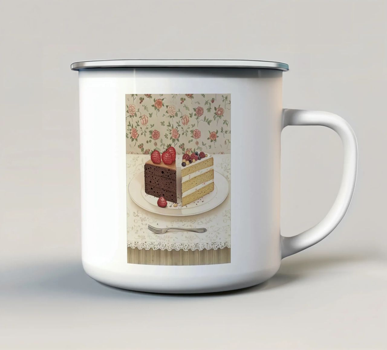 Una storia di due torte tazza in smalto da Rustic Grace Studio 02