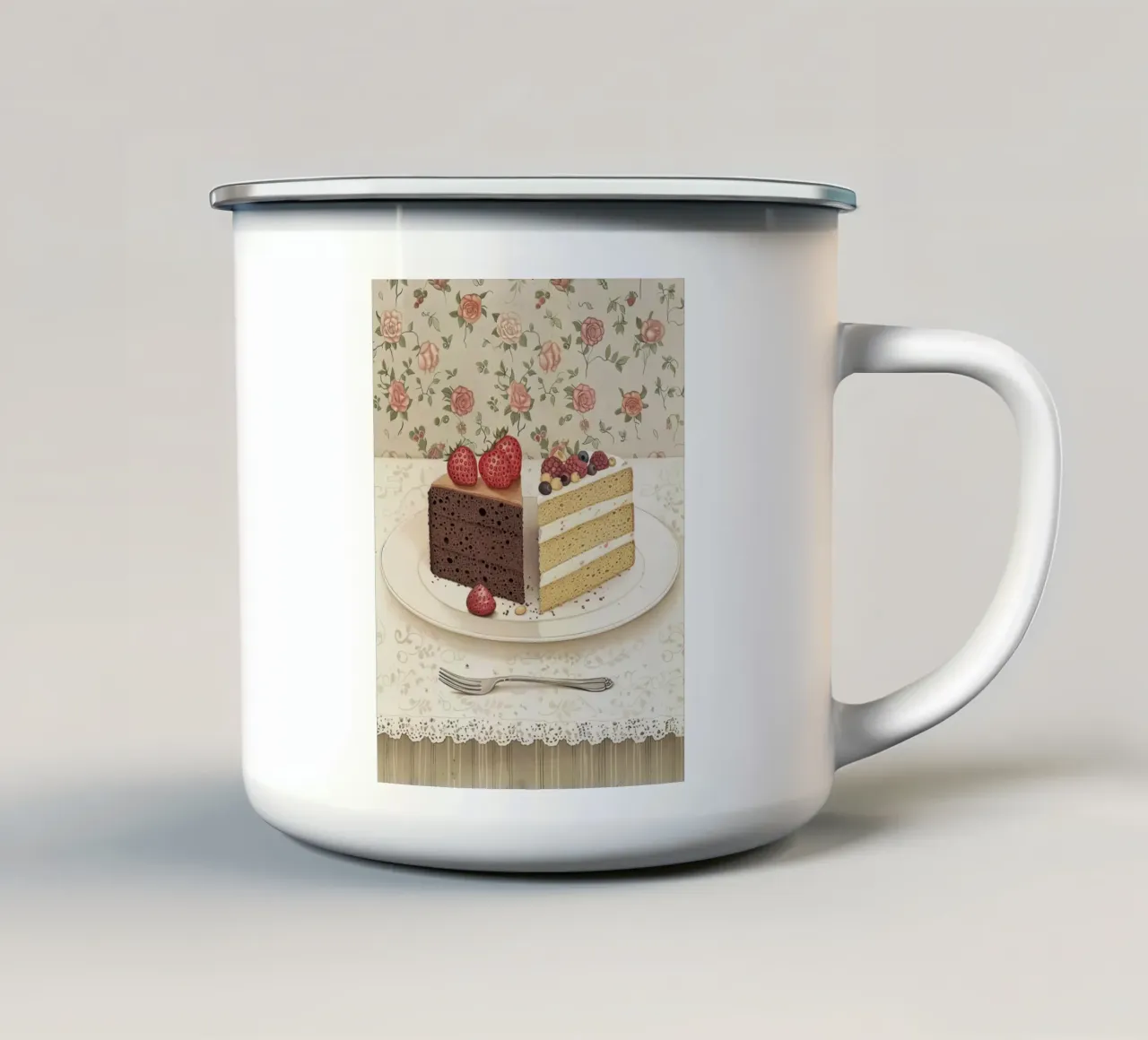 Una storia di due torte tazza in smalto da Rustic Grace Studio 02