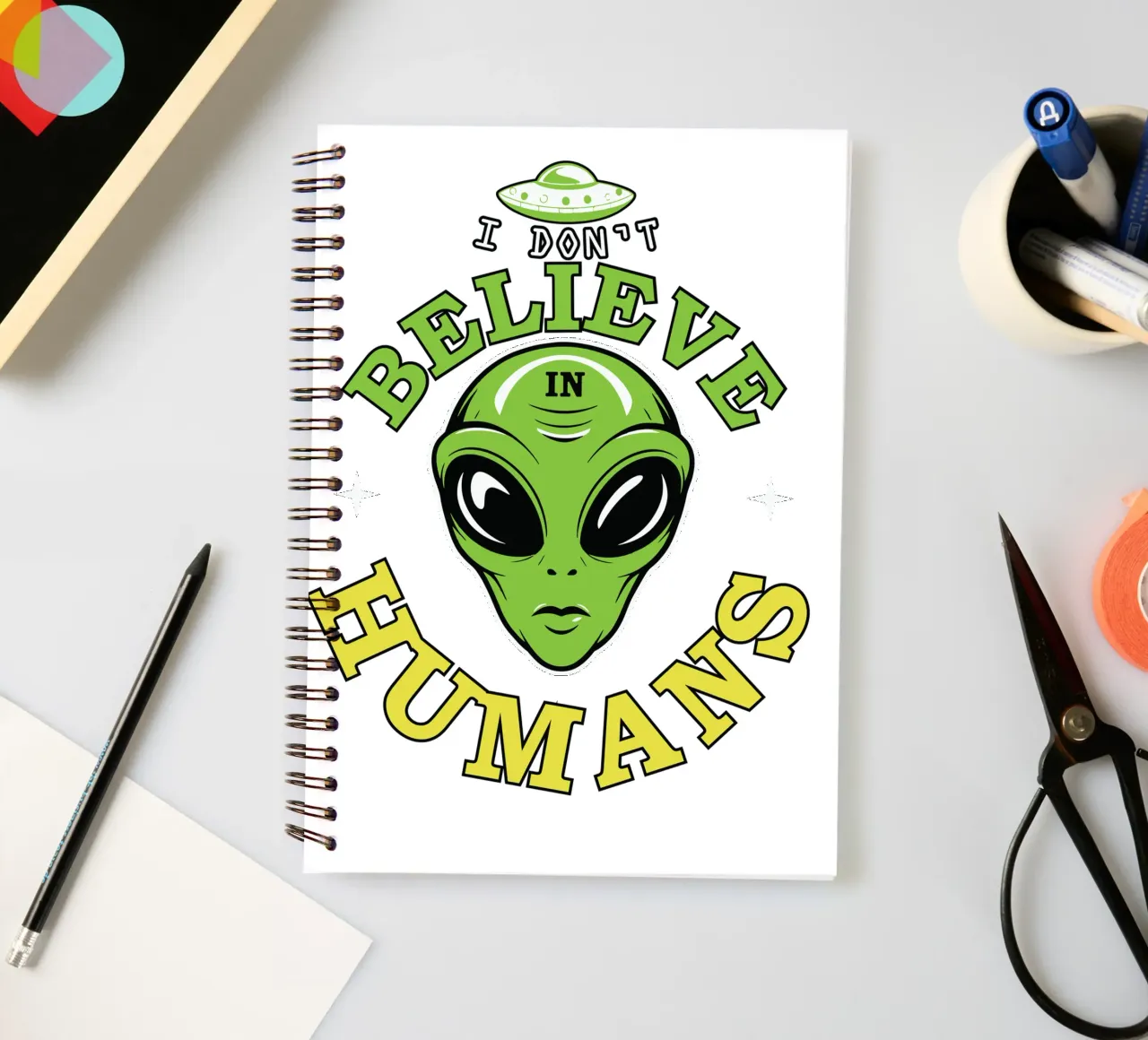 I Don't Believe in Humans spiral notebook by edsonramosart