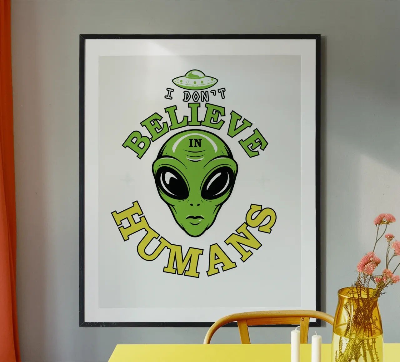 I Don't Believe in Humans poster con telaio in alluminio da edsonramosart