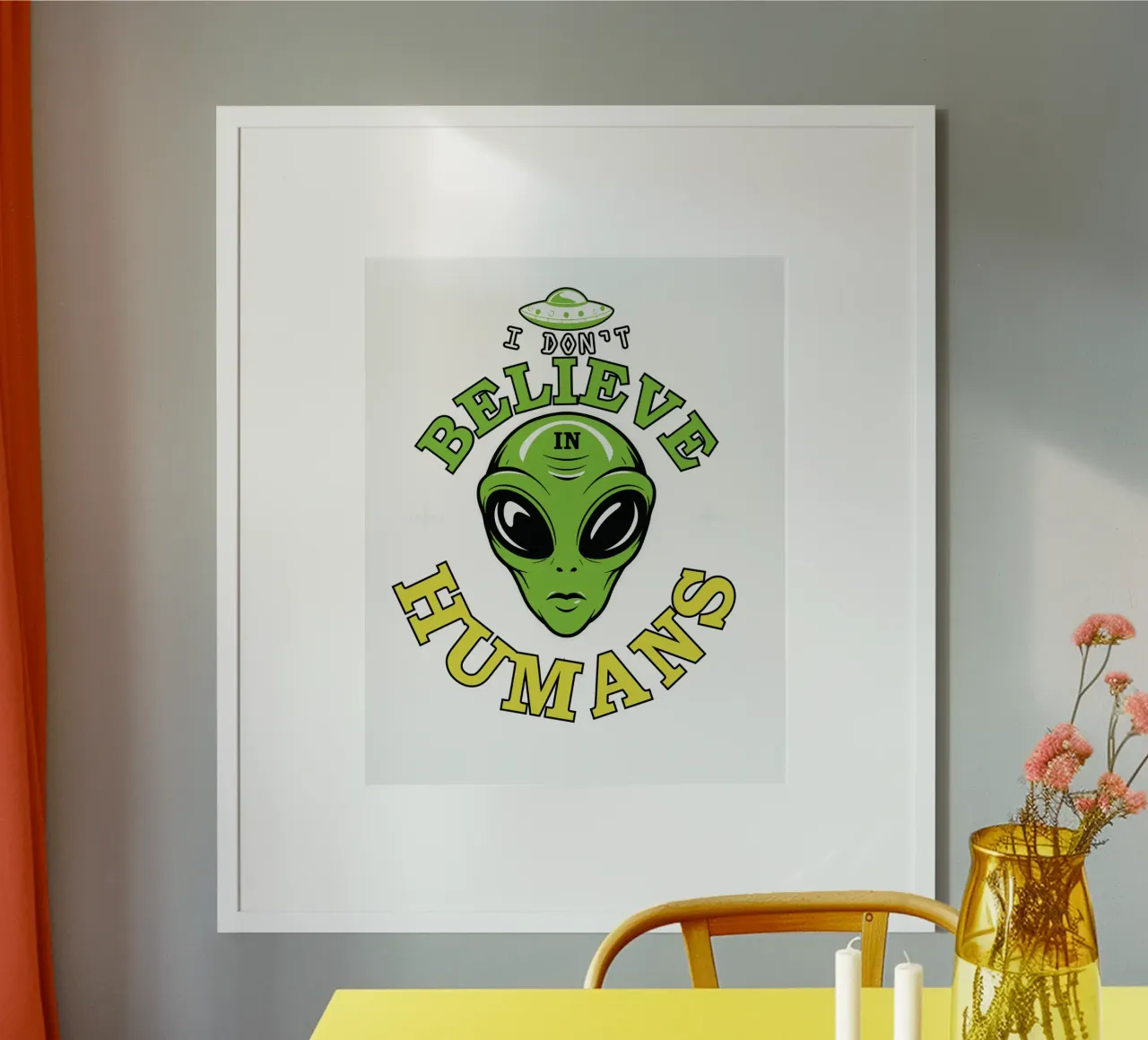 I Don't Believe in Humans poster con telaio in alluminio da edsonramosart