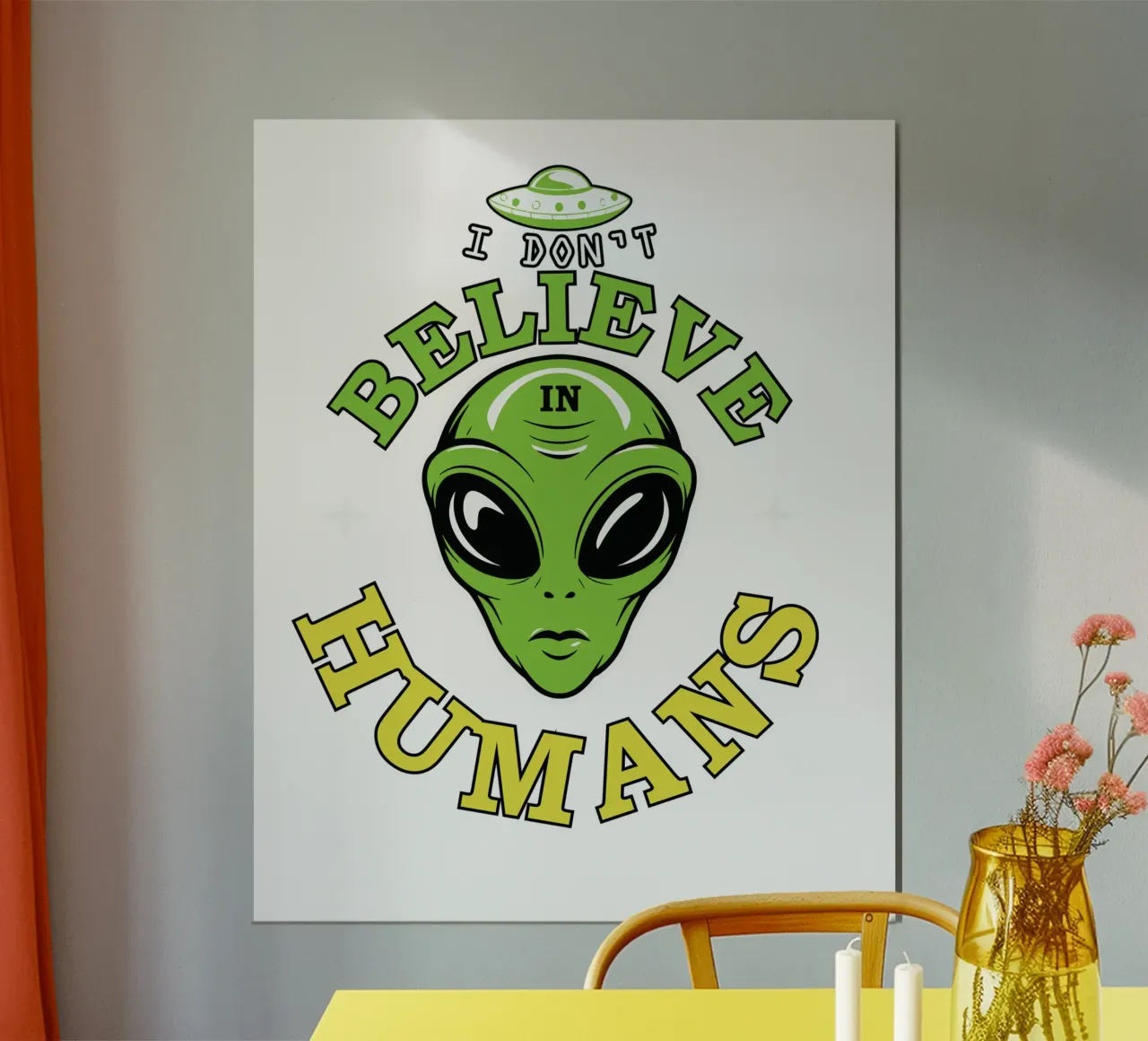 I Don't Believe in Humans poster con telaio in alluminio da edsonramosart
