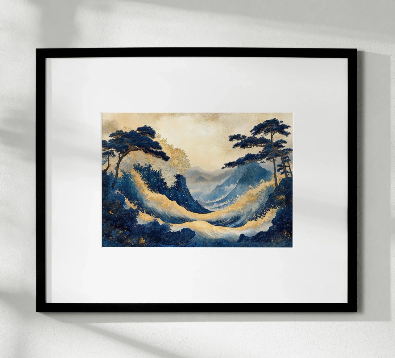 Impresión artística japonesa "Olas doradas del verano" poster de Ukiyo Visions