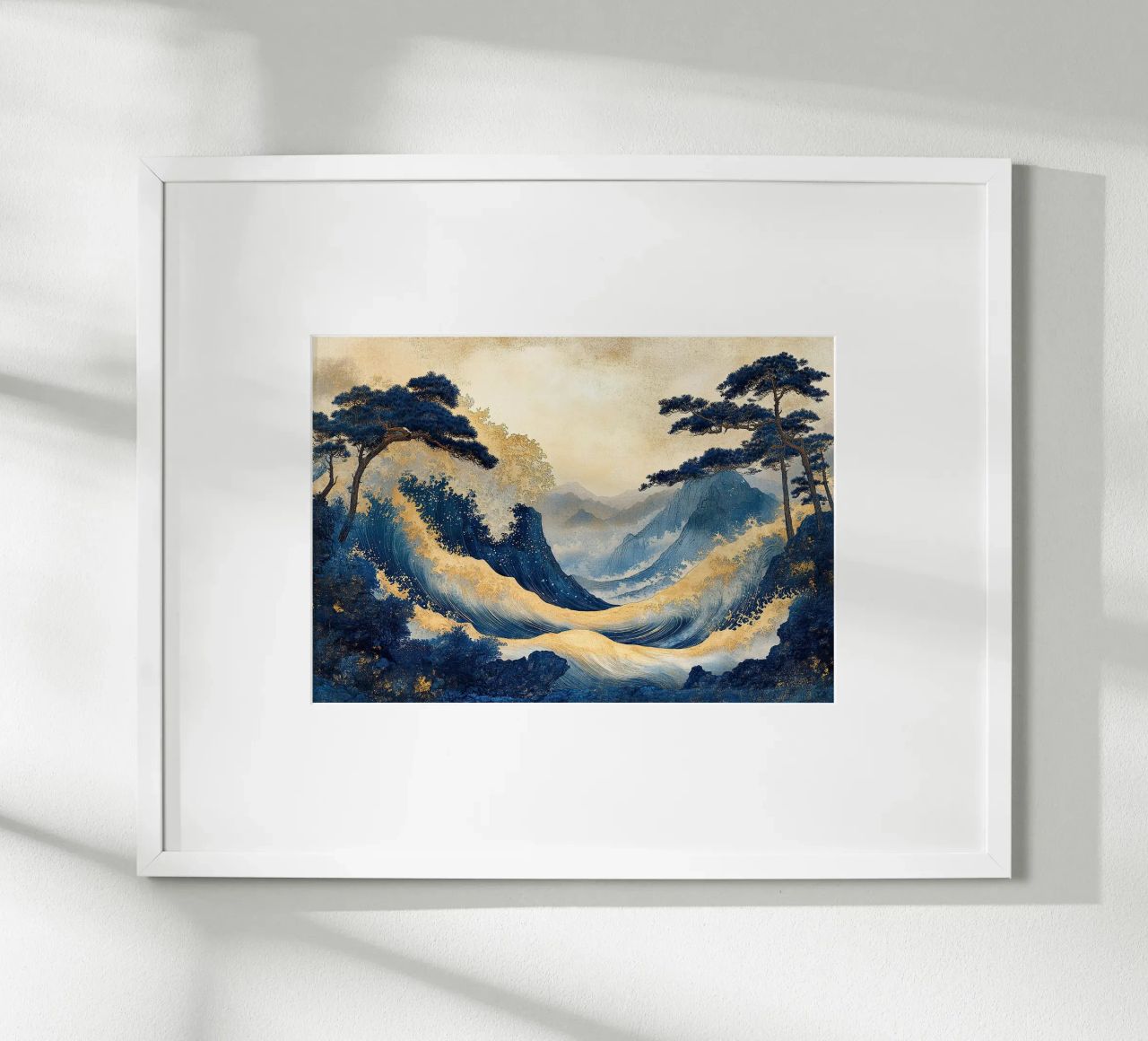 Impresión artística japonesa "Olas doradas del verano" poster de Ukiyo Visions