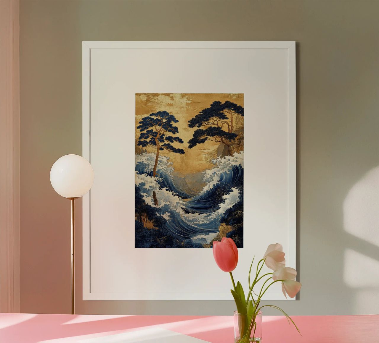 Grabado artístico japonés "Las olas del tiempo" poster de Ukiyo Visions