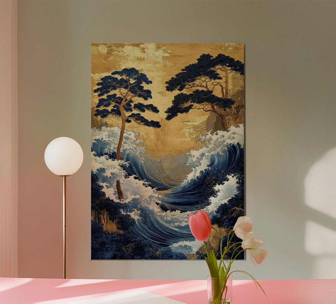 Grabado artístico japonés "Las olas del tiempo" poster de Ukiyo Visions